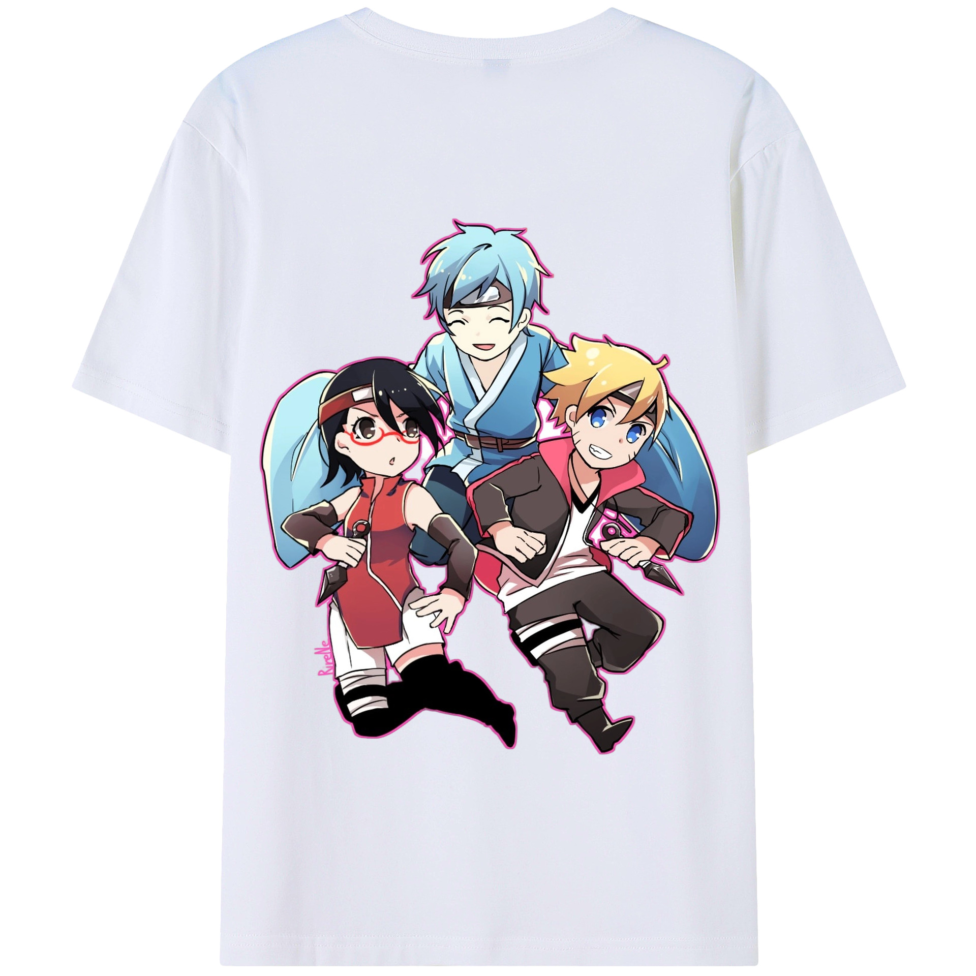 （画像用） NARUTO -ナルト- うちは サラダ Uchiha Sarada 綿100％半袖Tシャツ（背面プリント）