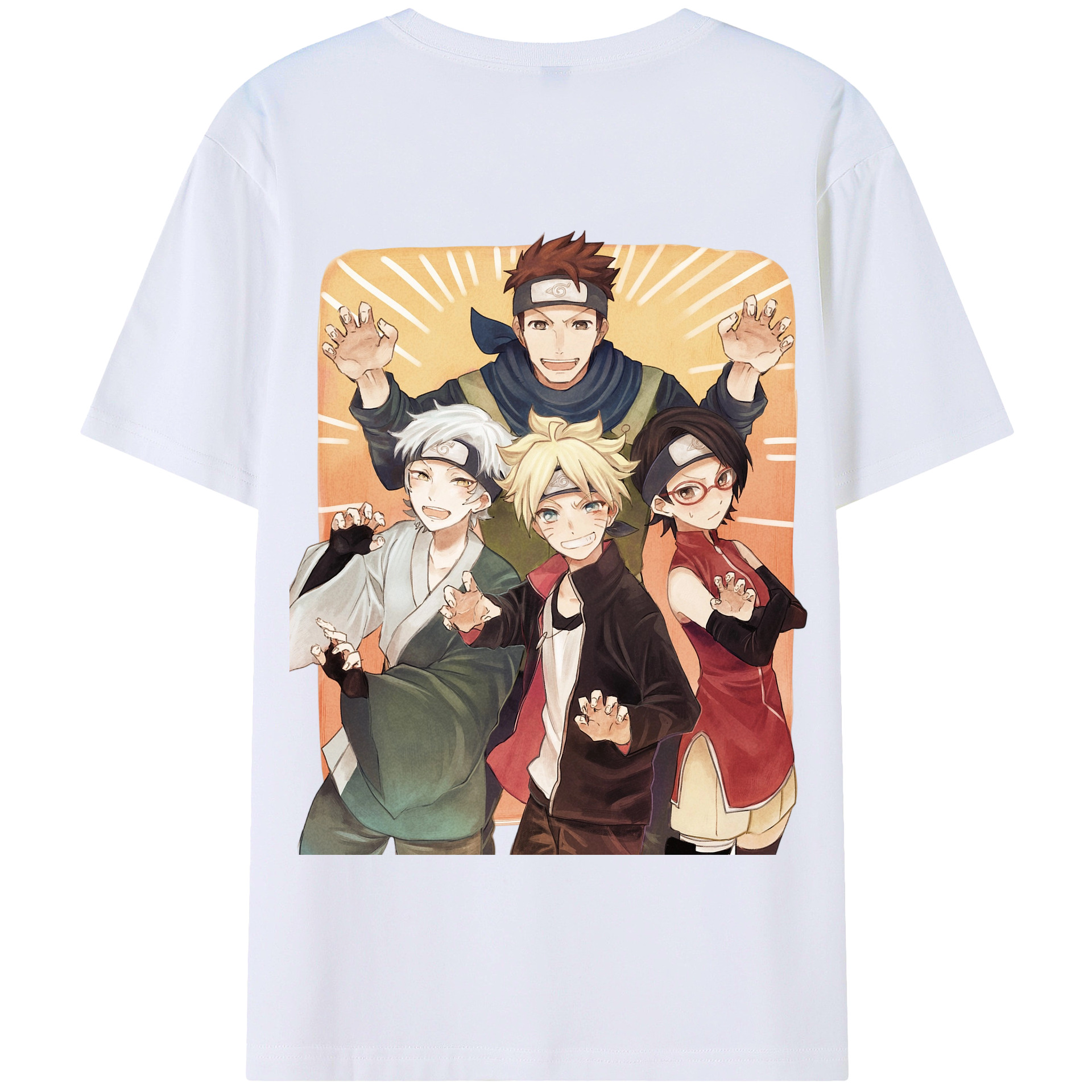 （画像用） NARUTO -ナルト- うちは サラダ Uchiha Sarada 綿100％半袖Tシャツ（背面プリント）