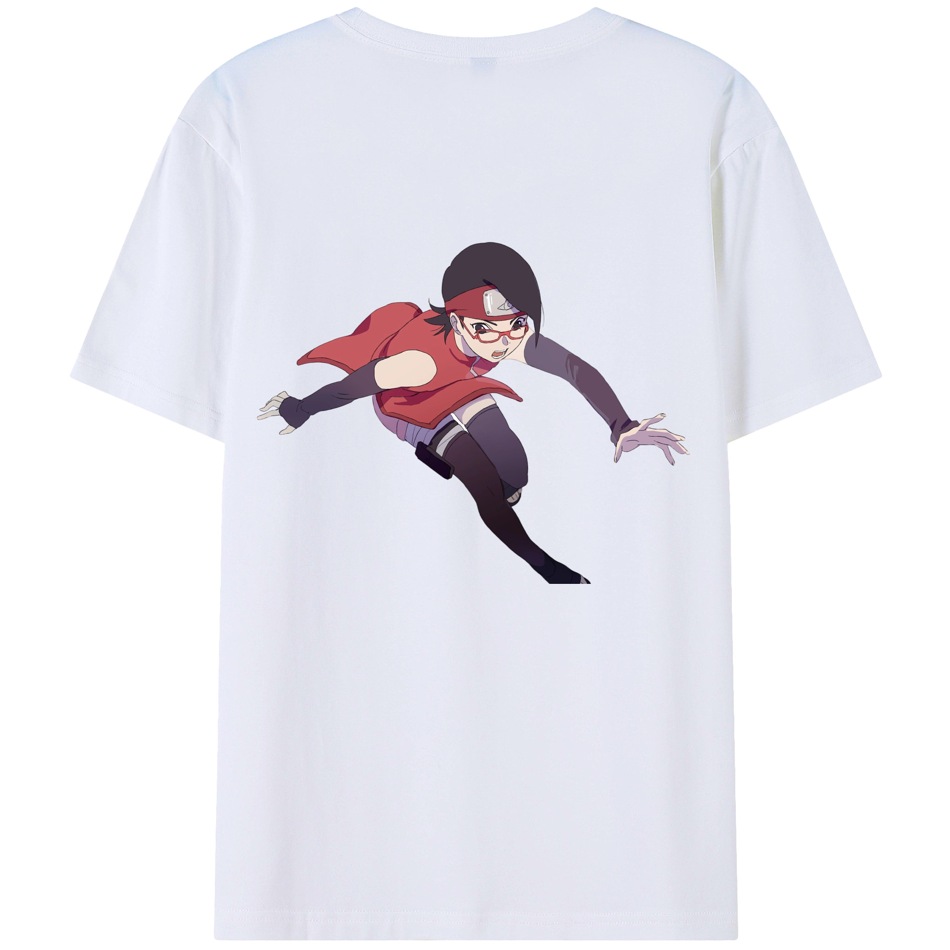 （画像用） NARUTO -ナルト- うちは サラダ Uchiha Sarada 綿100％半袖Tシャツ（背面プリント）