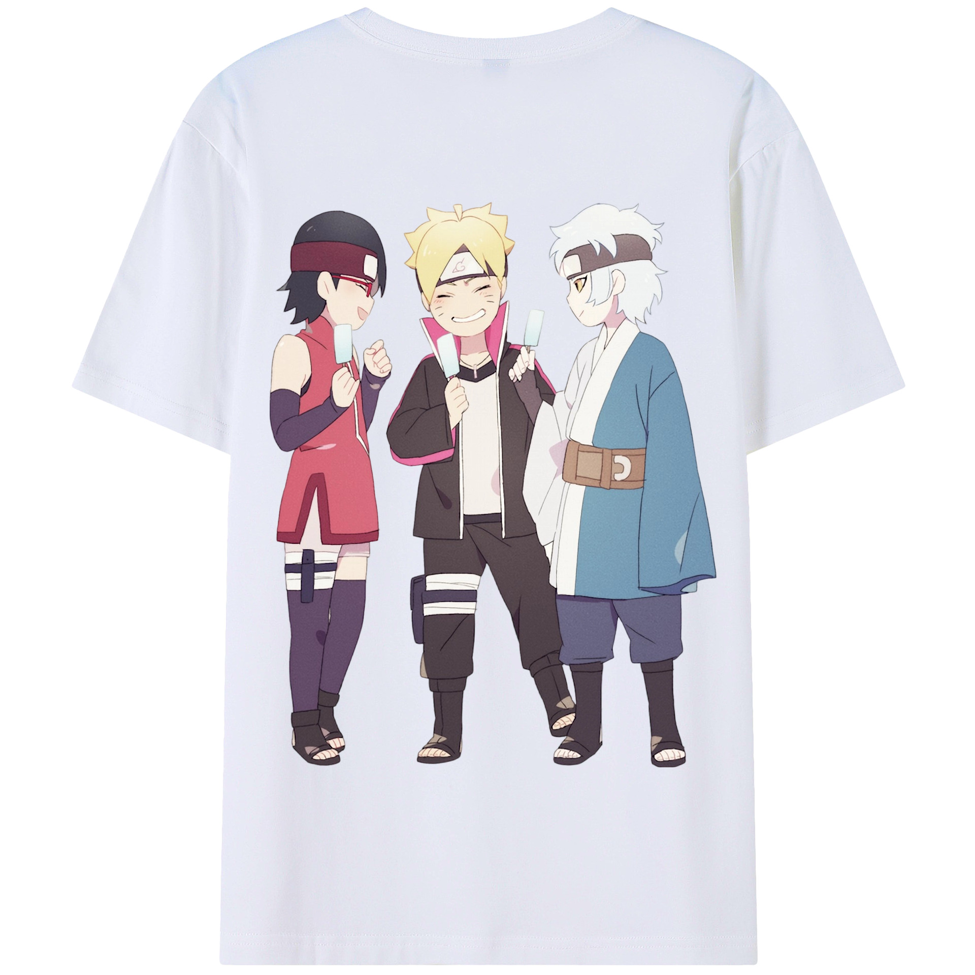 （画像用） NARUTO -ナルト- うちは サラダ Uchiha Sarada 綿100％半袖Tシャツ（背面プリント）