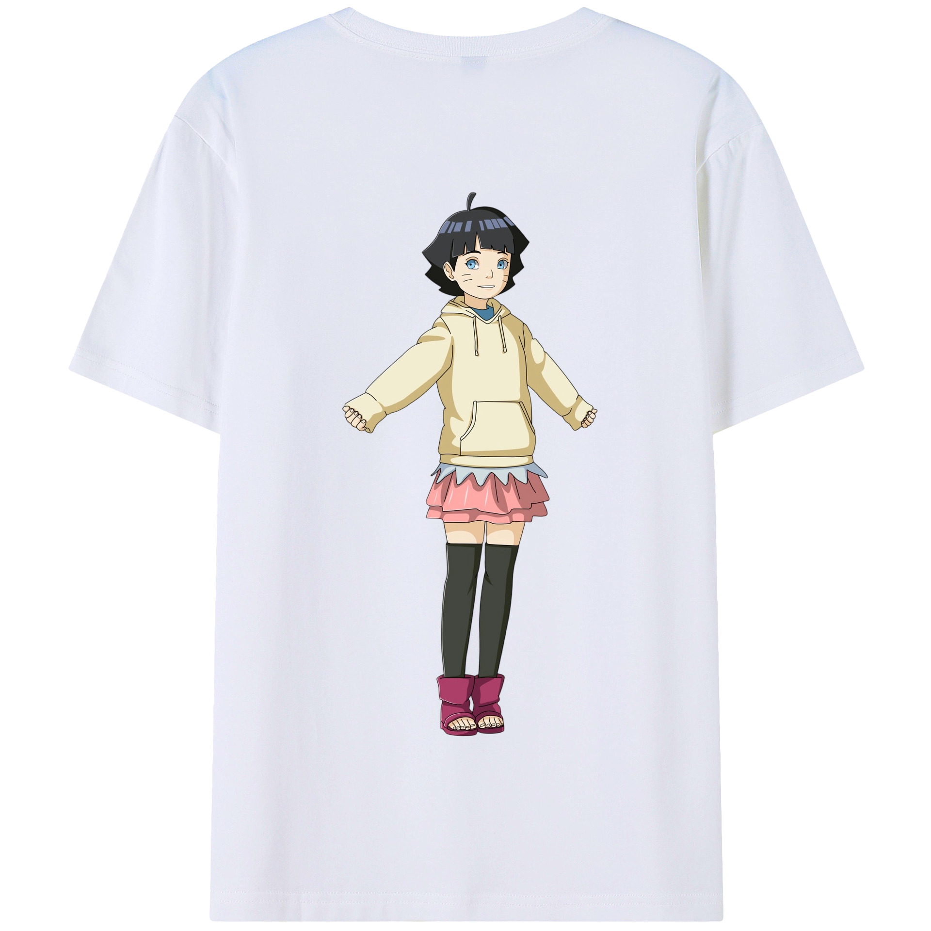 （画像用） NARUTO -ナルト- うずまき ヒマワリ Uzumaki Himawari 綿100％半袖Tシャツ（背面プリント）