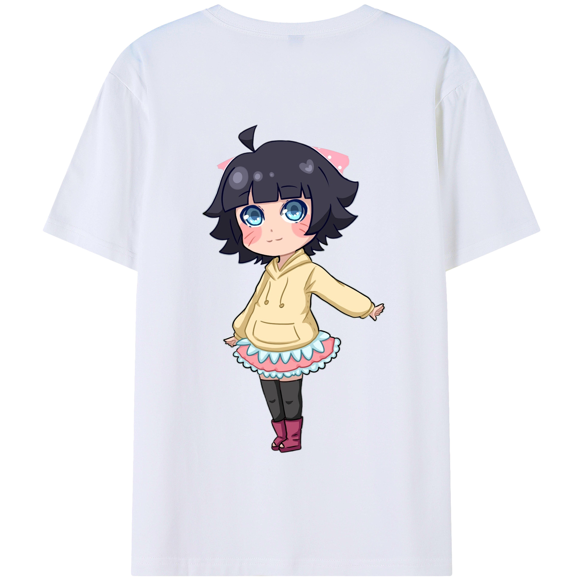 （画像用） NARUTO -ナルト- うずまき ヒマワリ Uzumaki Himawari 綿100％半袖Tシャツ（背面プリント）