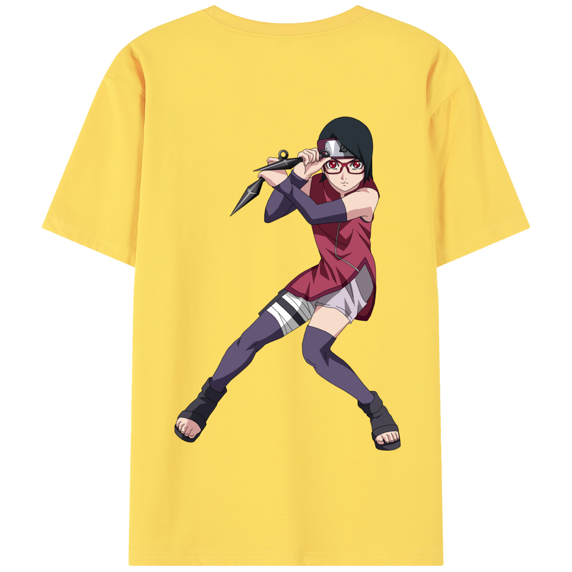（画像用） NARUTO -ナルト- うちは サラダ Uchiha Sarada 綿100％半袖Tシャツ（背面プリント）