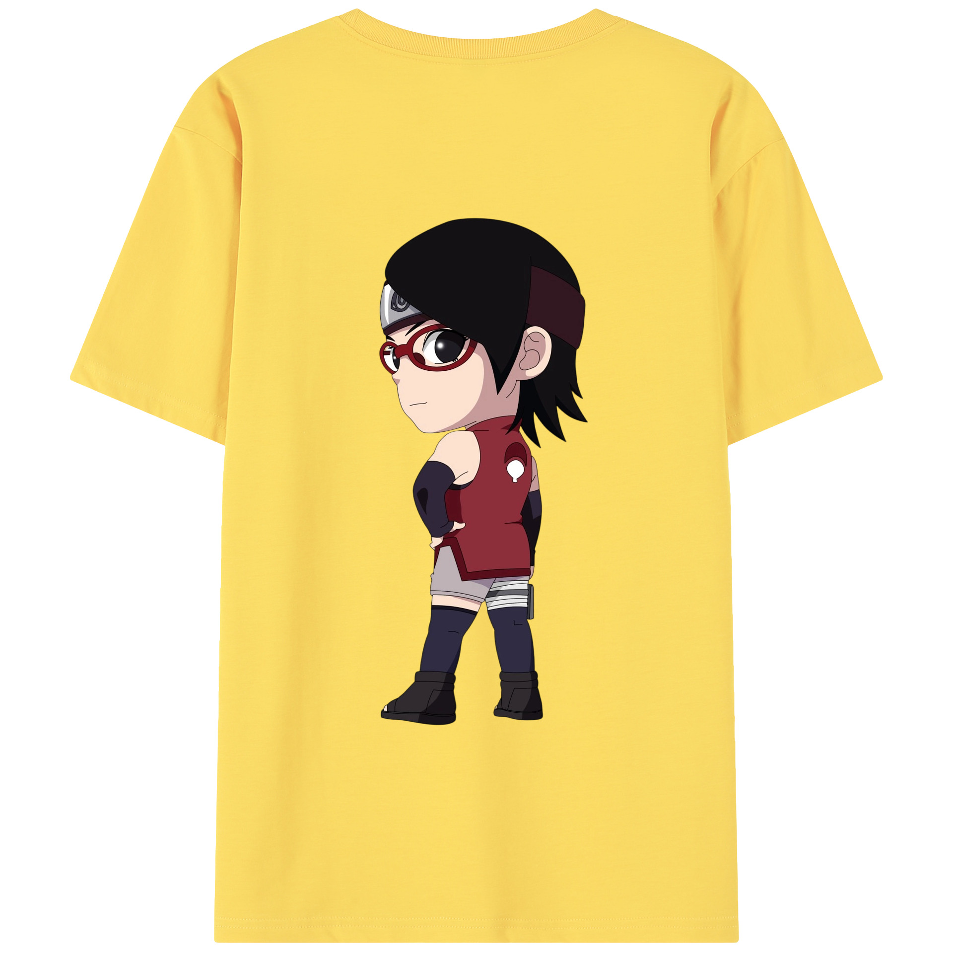 （画像用） NARUTO -ナルト- うちは サラダ Uchiha Sarada 綿100％半袖Tシャツ（背面プリント）
