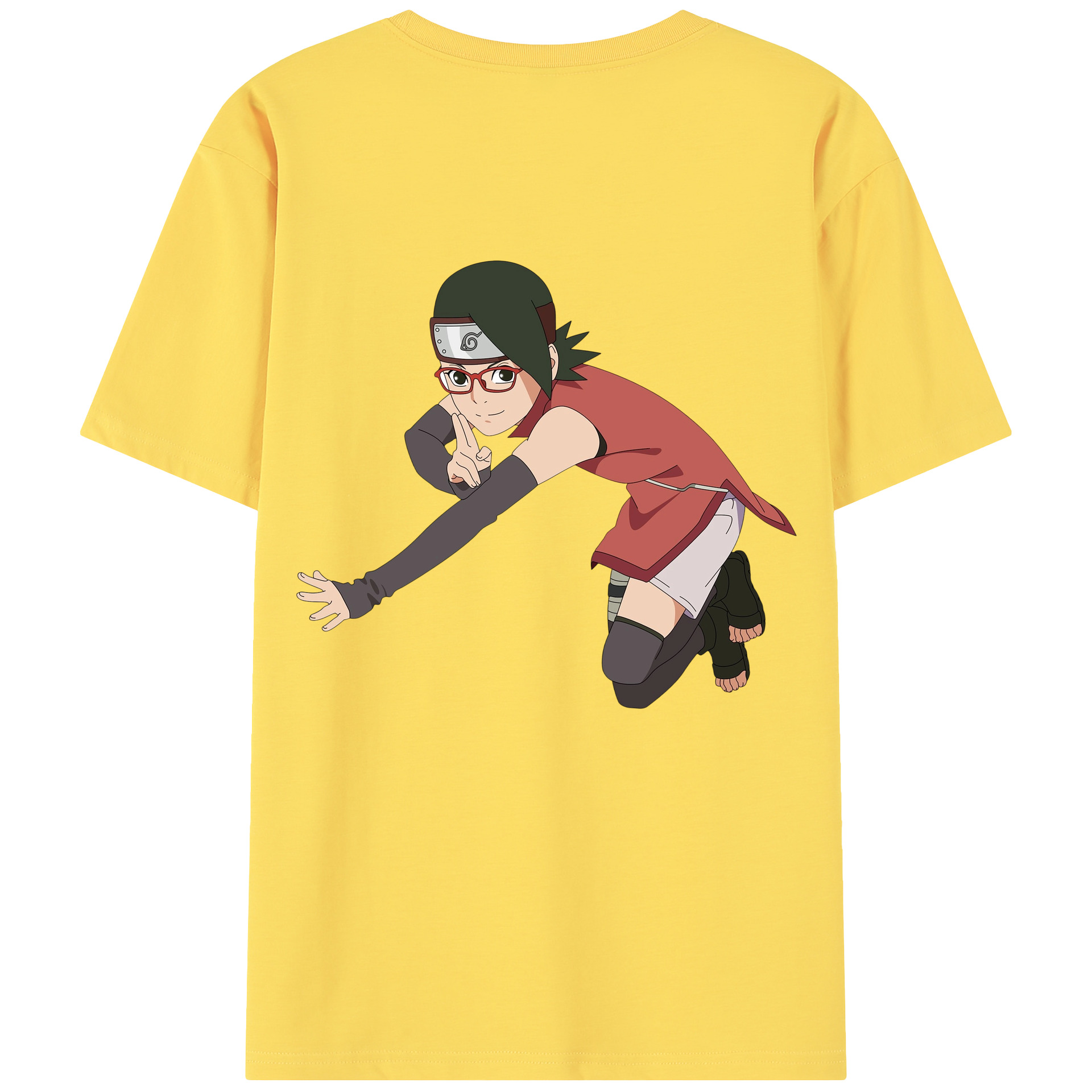 （画像用） NARUTO -ナルト- うちは サラダ Uchiha Sarada 綿100％半袖Tシャツ（背面プリント）