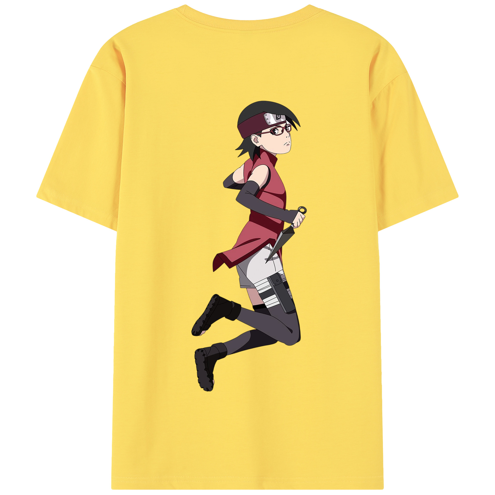 （画像用） NARUTO -ナルト- うちは サラダ Uchiha Sarada 綿100％半袖Tシャツ（背面プリント）