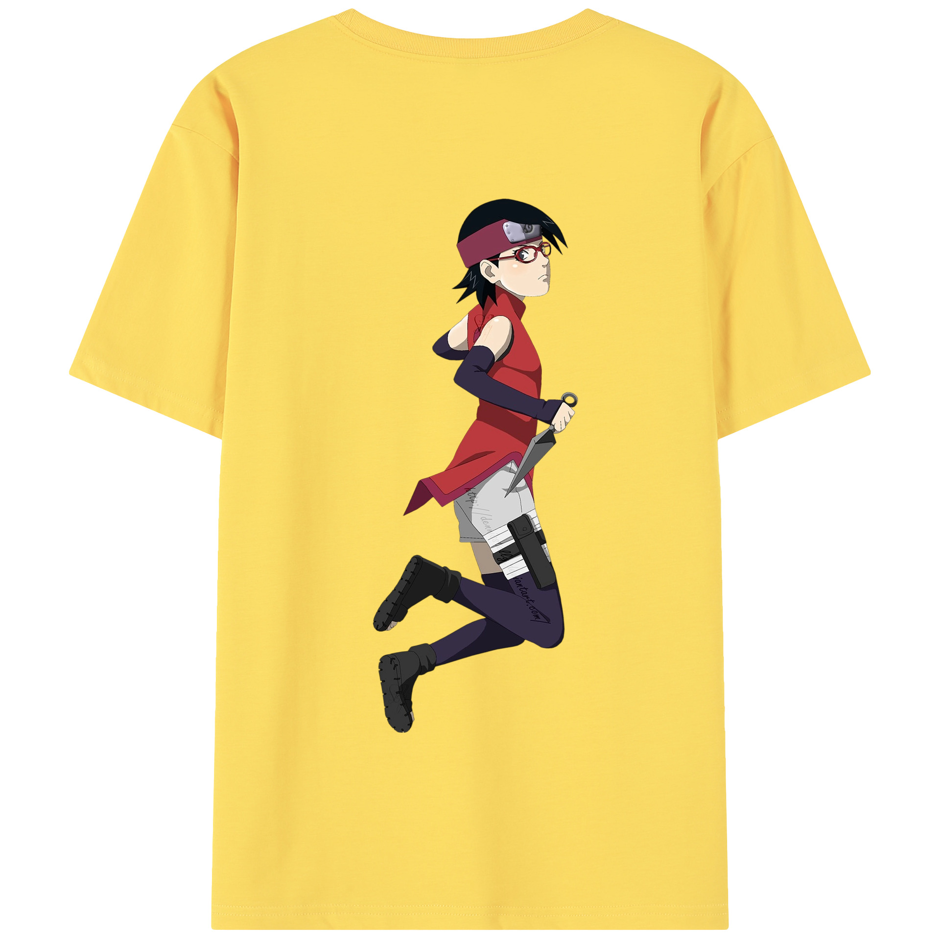 （画像用） NARUTO -ナルト- うちは サラダ Uchiha Sarada 綿100％半袖Tシャツ（背面プリント）