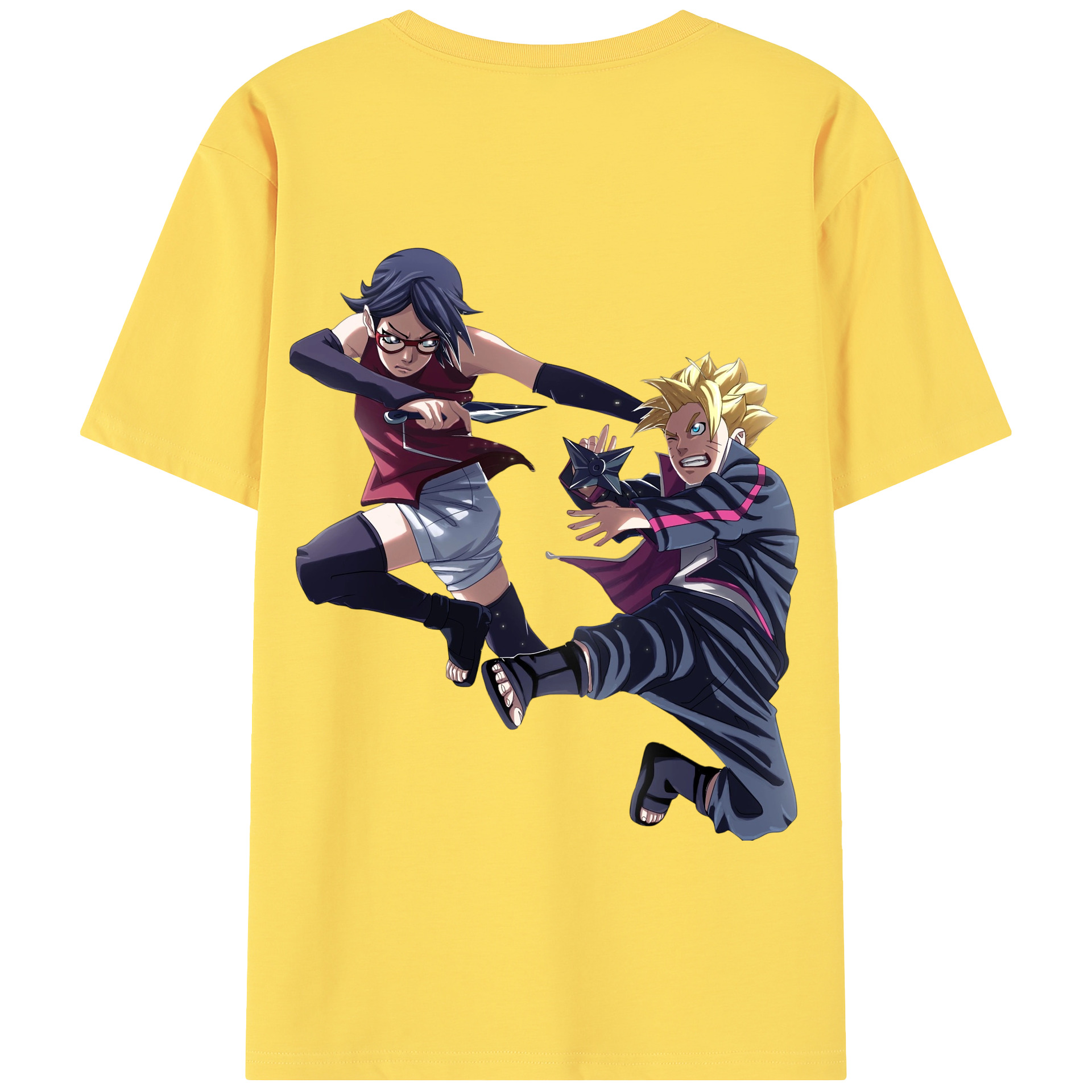 （画像用） NARUTO -ナルト- うちは サラダ Uchiha Sarada 綿100％半袖Tシャツ（背面プリント）
