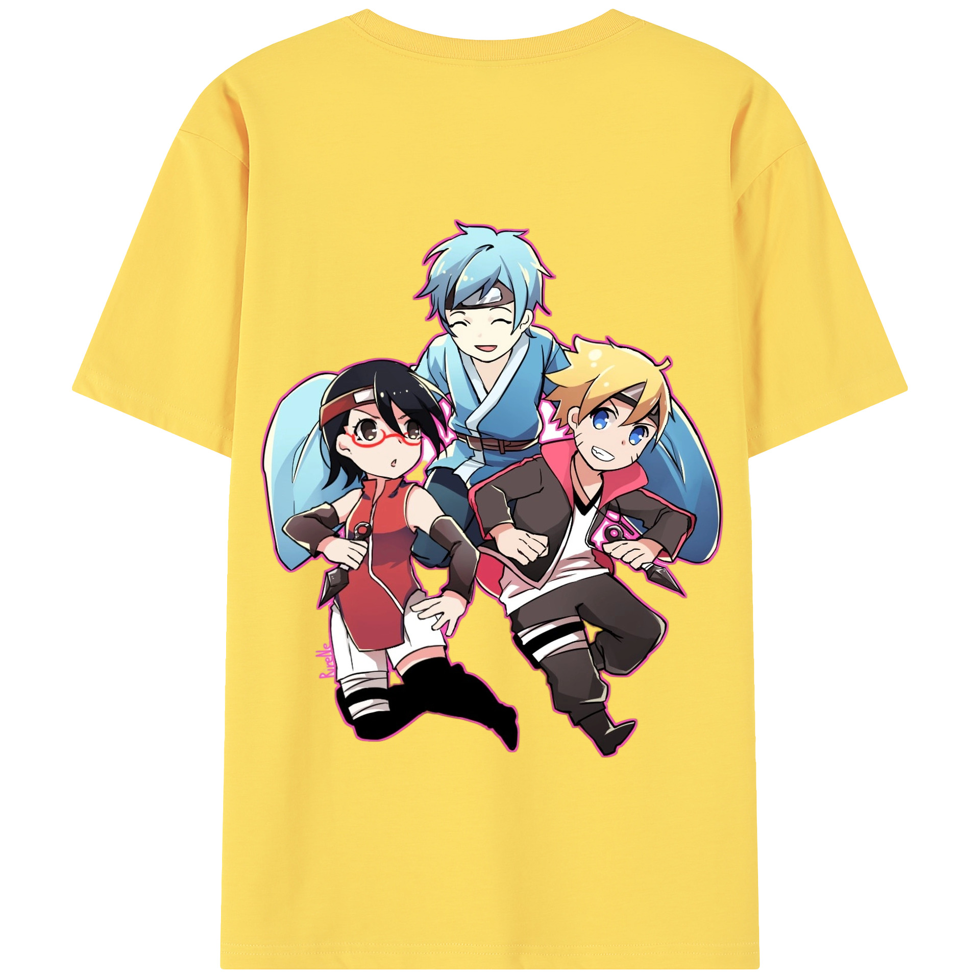 （画像用） NARUTO -ナルト- うちは サラダ Uchiha Sarada 綿100％半袖Tシャツ（背面プリント）
