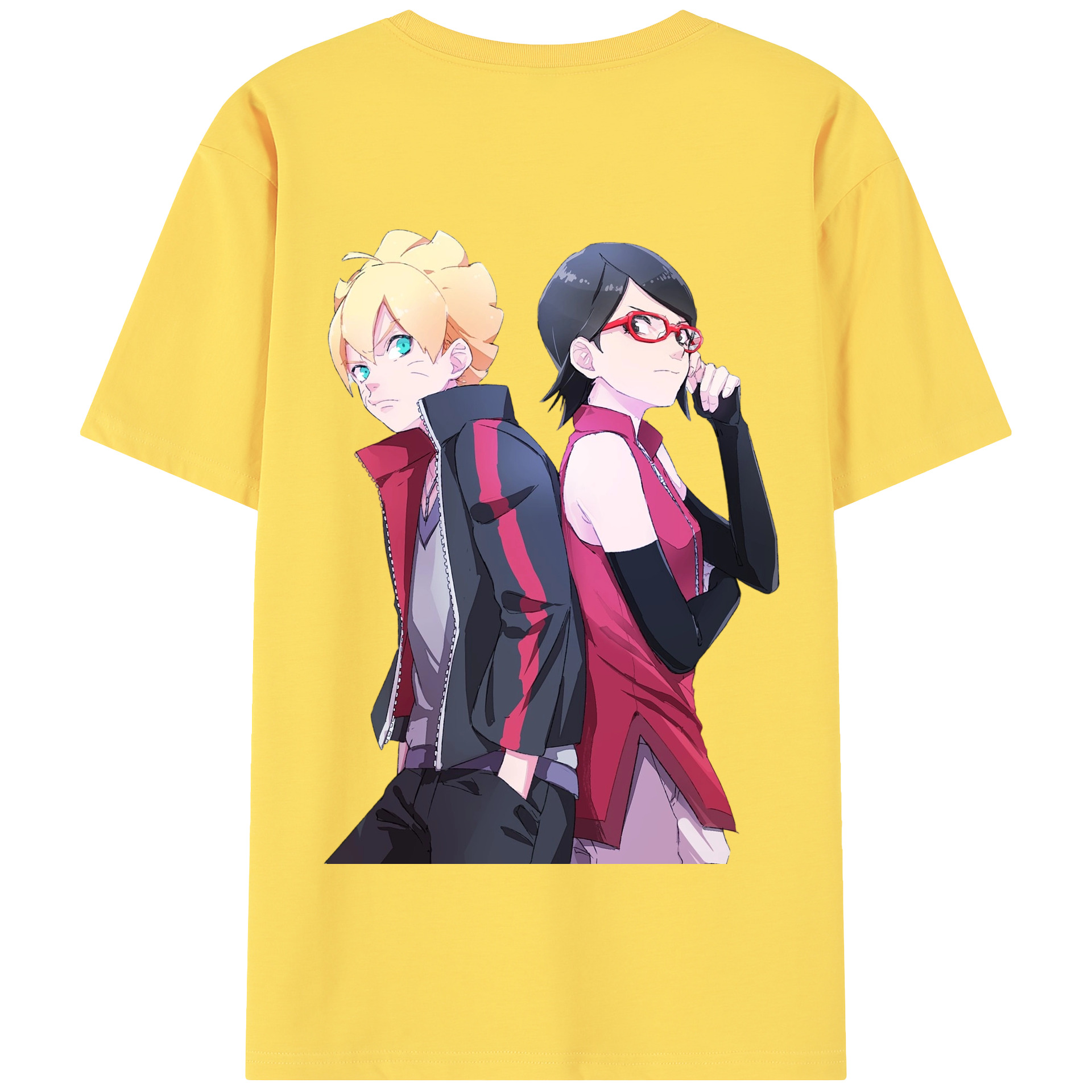 （画像用） NARUTO -ナルト- うちは サラダ Uchiha Sarada 綿100％半袖Tシャツ（背面プリント）