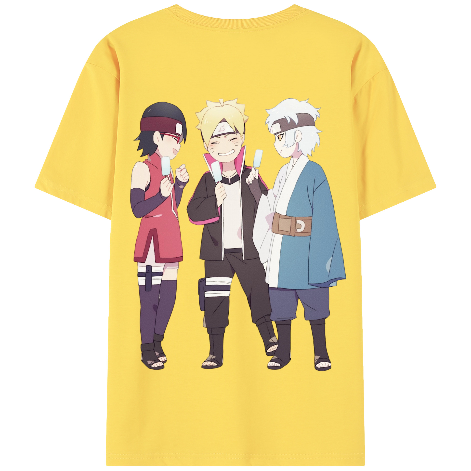 （画像用） NARUTO -ナルト- うちは サラダ Uchiha Sarada 綿100％半袖Tシャツ（背面プリント）