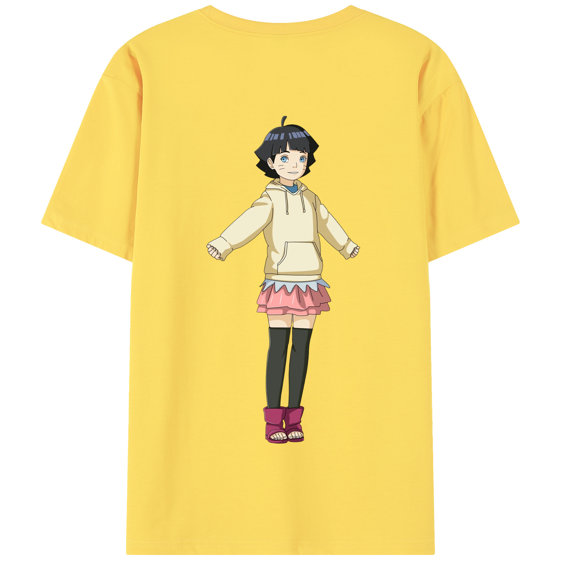 （画像用） NARUTO -ナルト- うずまき ヒマワリ Uzumaki Himawari 綿100％半袖Tシャツ（背面プリント）