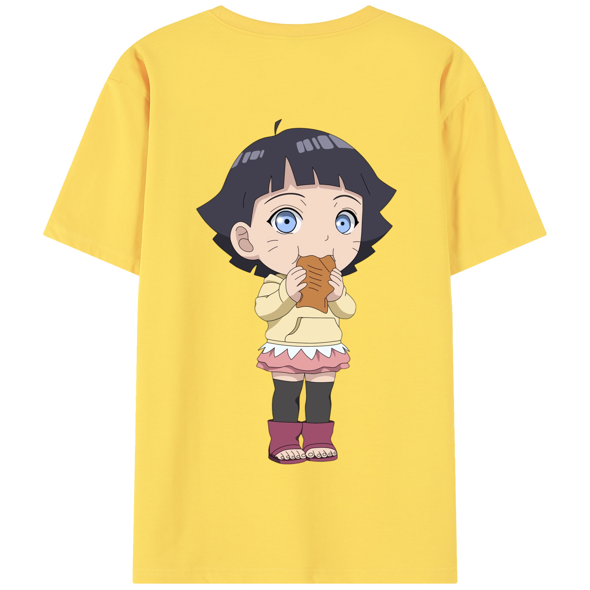 （画像用） NARUTO -ナルト- うずまき ヒマワリ Uzumaki Himawari 綿100％半袖Tシャツ（背面プリント）