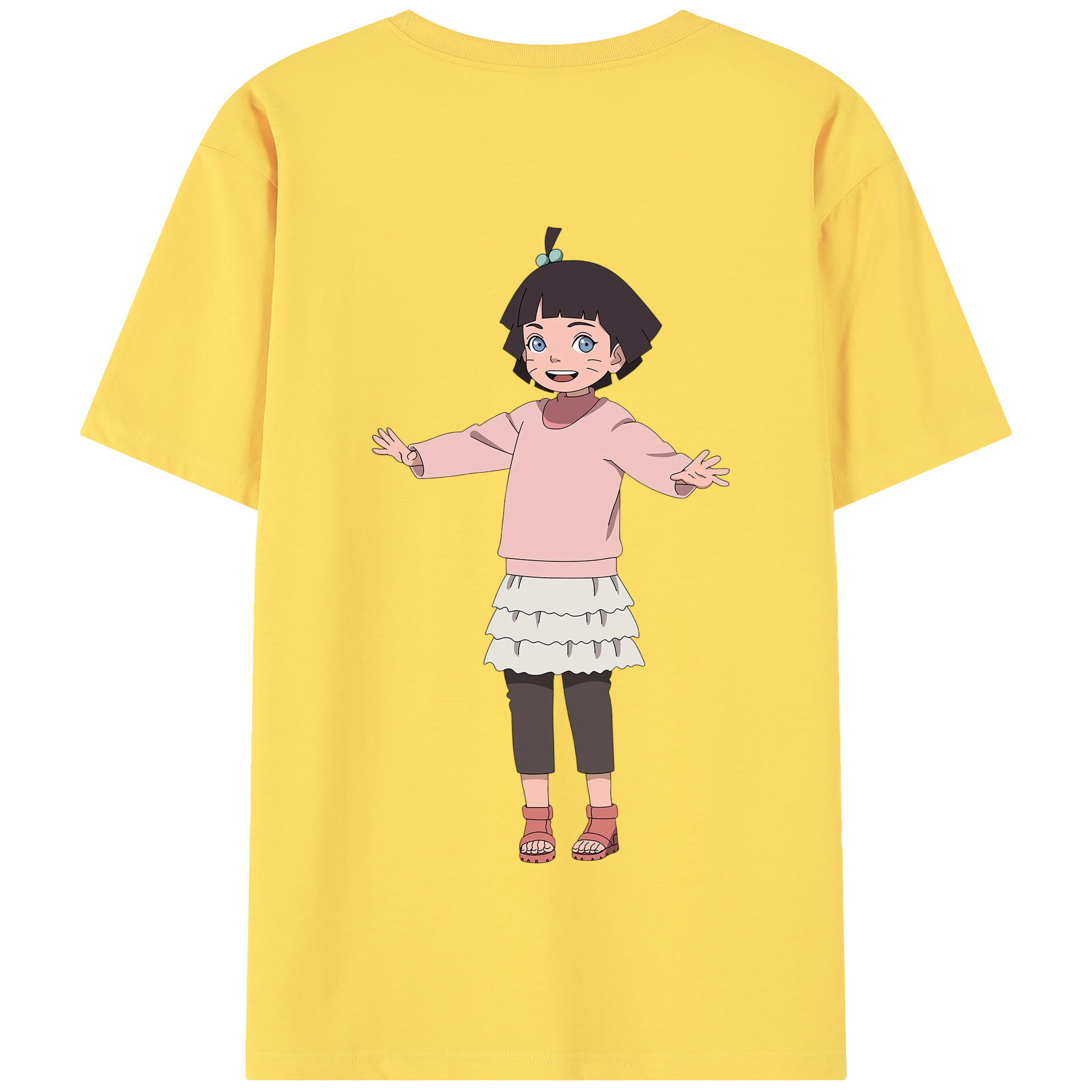 （画像用） NARUTO -ナルト- うずまき ヒマワリ Uzumaki Himawari 綿100％半袖Tシャツ（背面プリント）