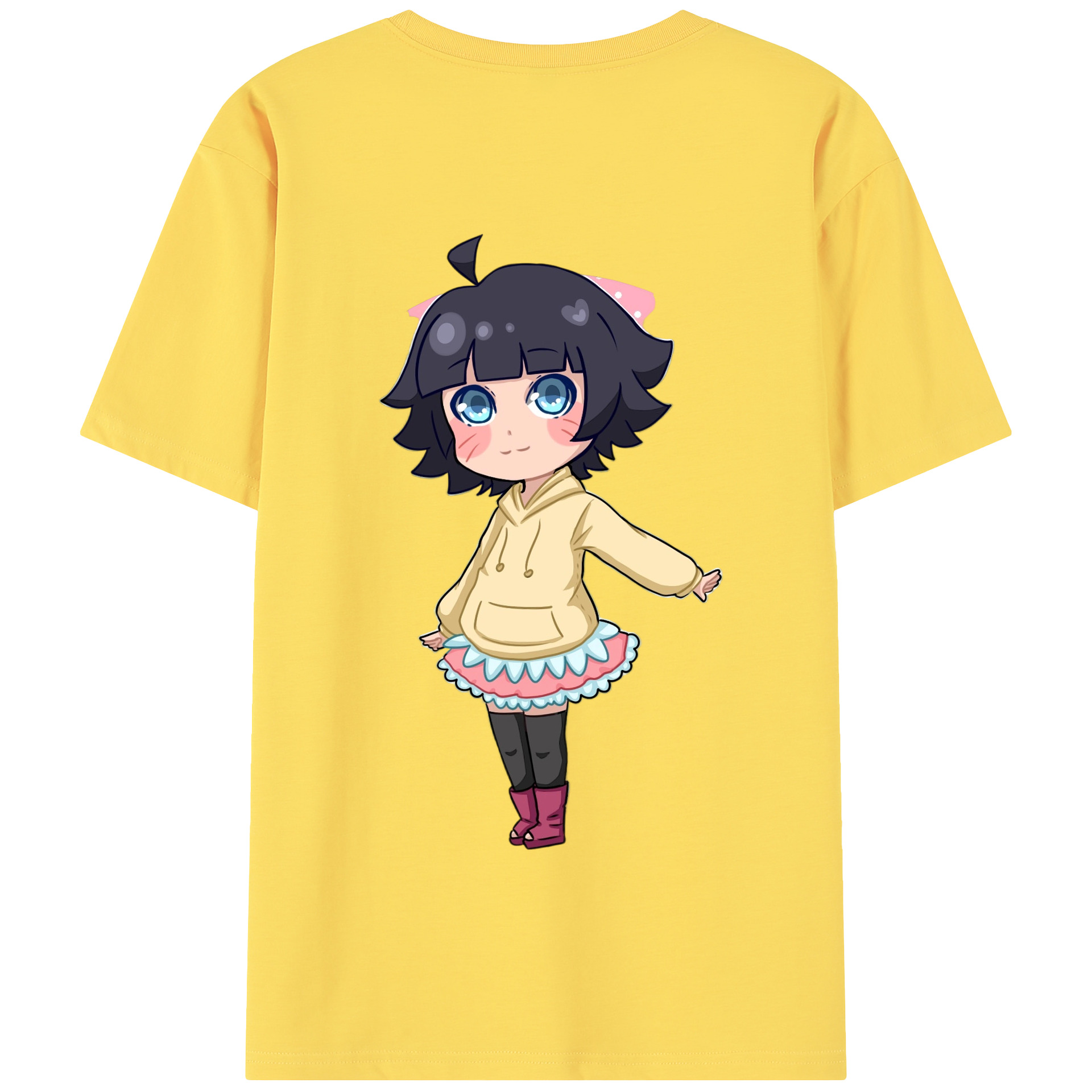 （画像用） NARUTO -ナルト- うずまき ヒマワリ Uzumaki Himawari 綿100％半袖Tシャツ（背面プリント）