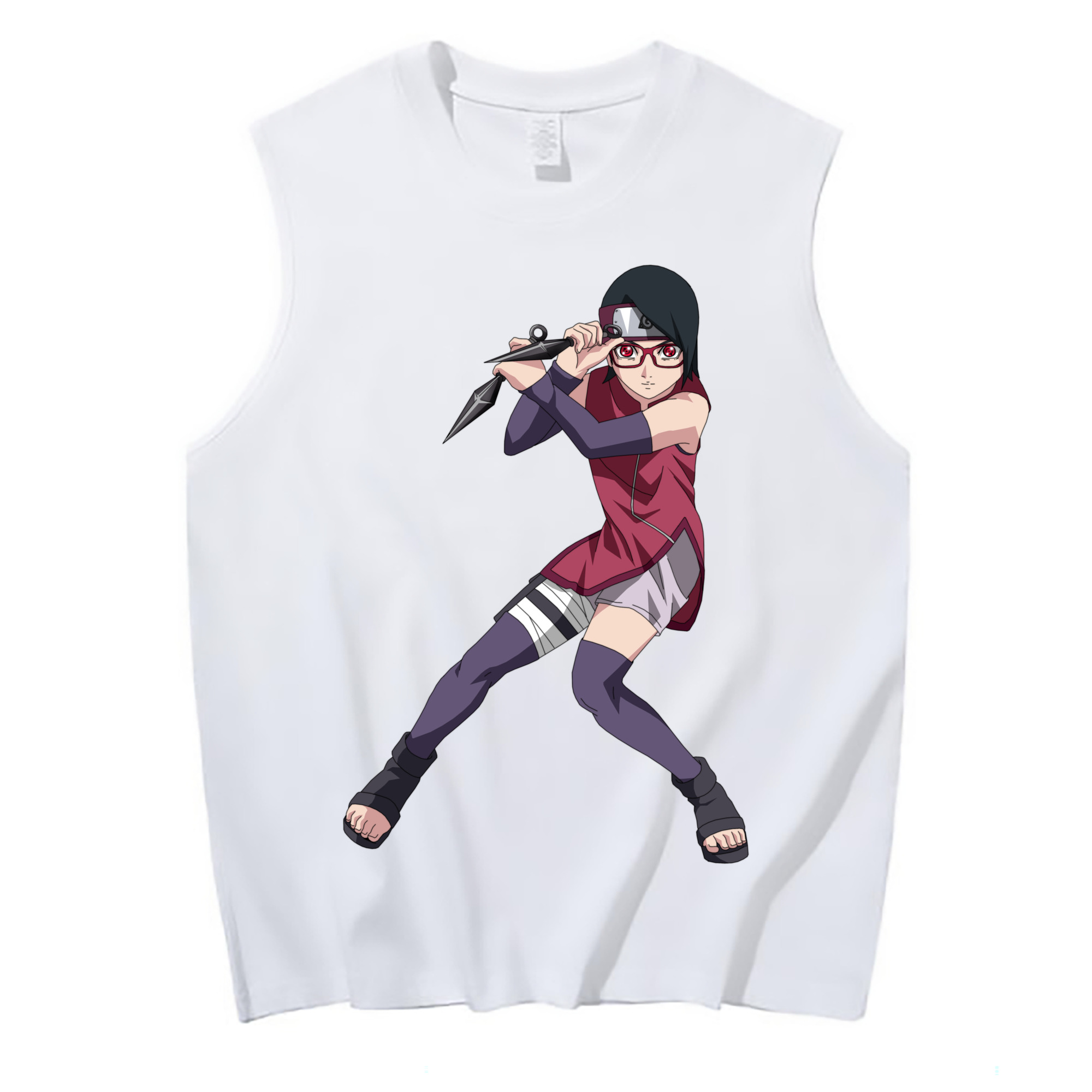 （画像用） NARUTO -ナルト- うちは サラダ Uchiha Sarada コットン100％タンクトップ（フロントプリント）