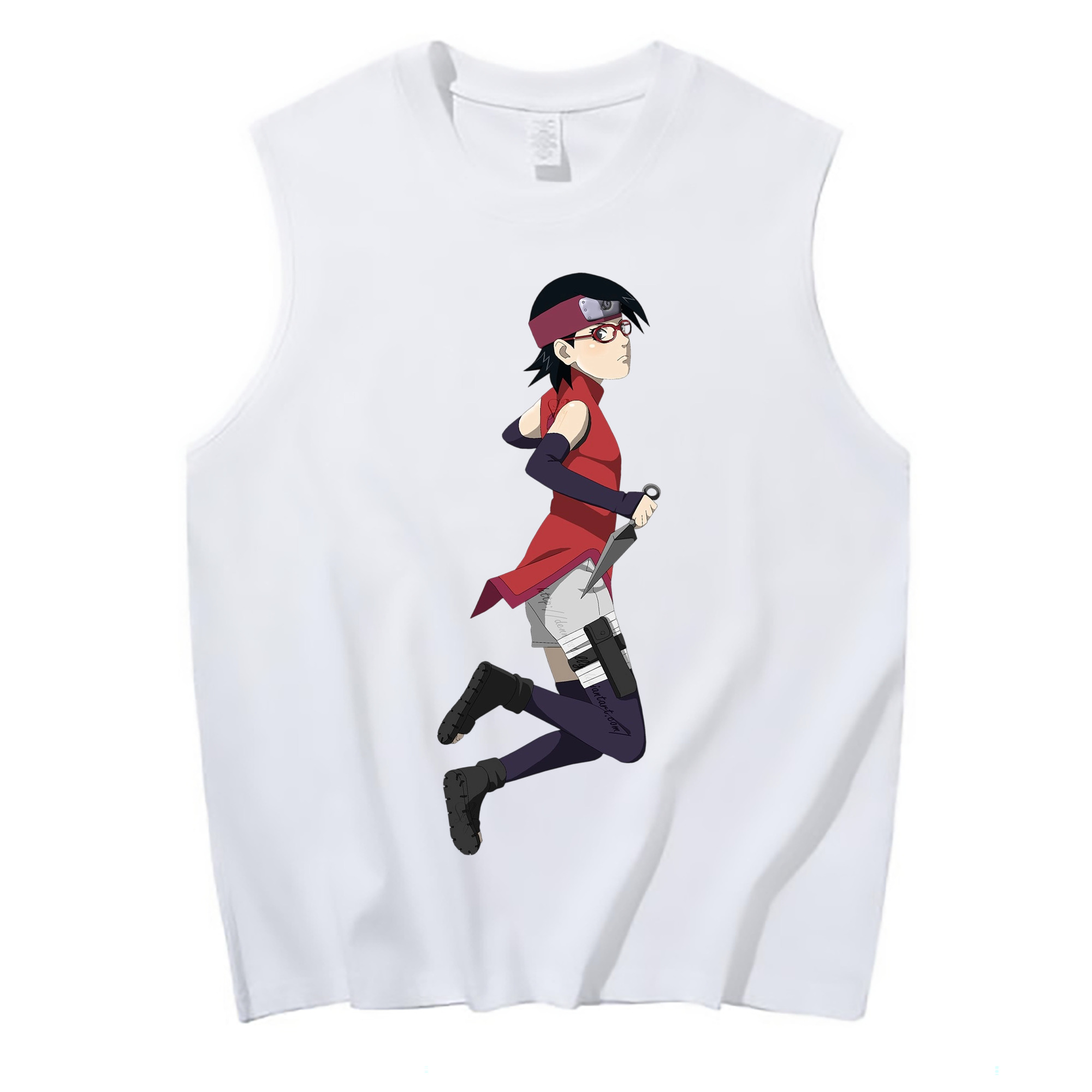 （画像用） NARUTO -ナルト- うちは サラダ Uchiha Sarada コットン100％タンクトップ（フロントプリント）