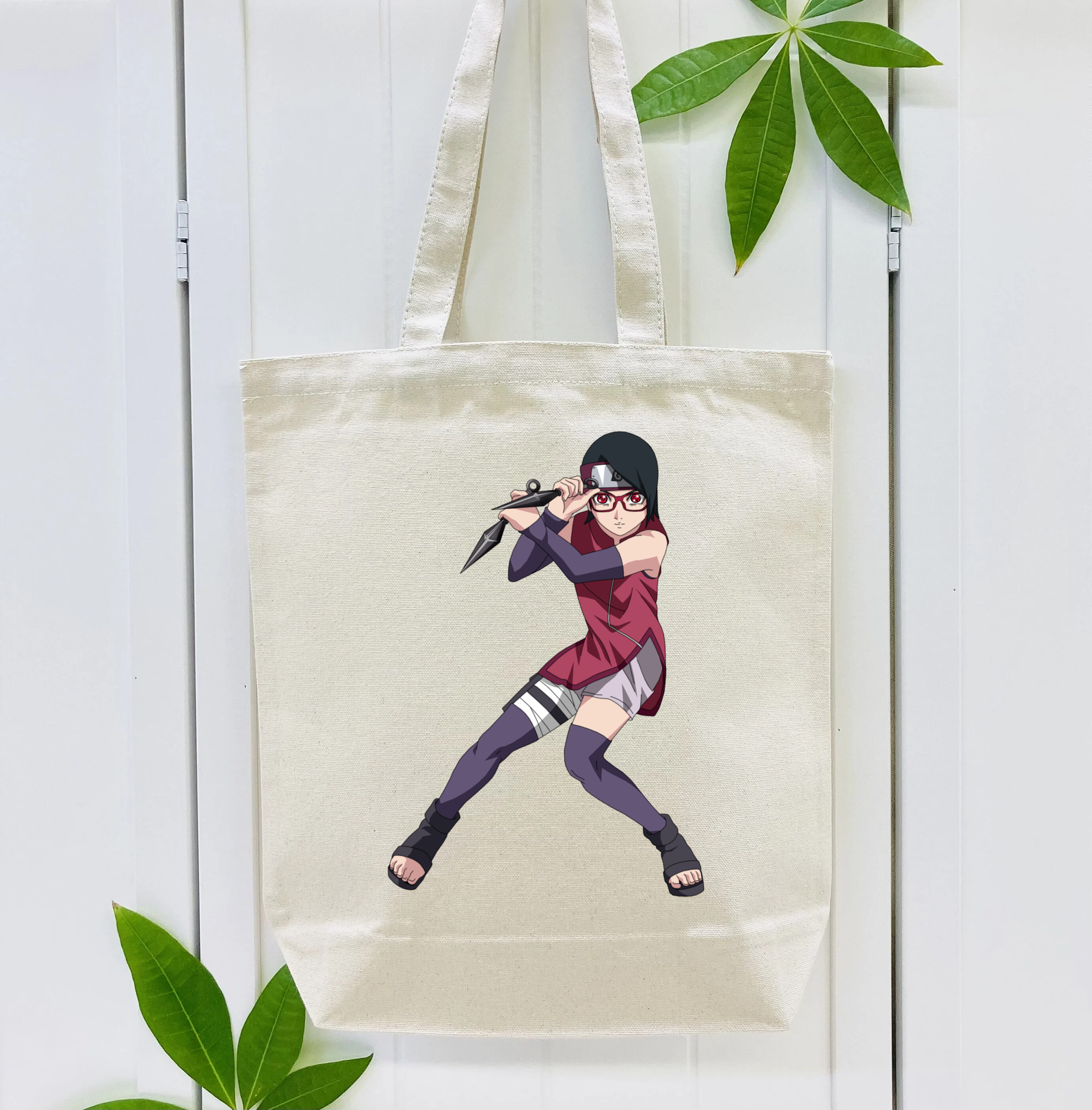 NARUTO -ナルト- うちは サラダ Uchiha Sarada 縦型キャンバス生地手提げバッグ　トートバッグ