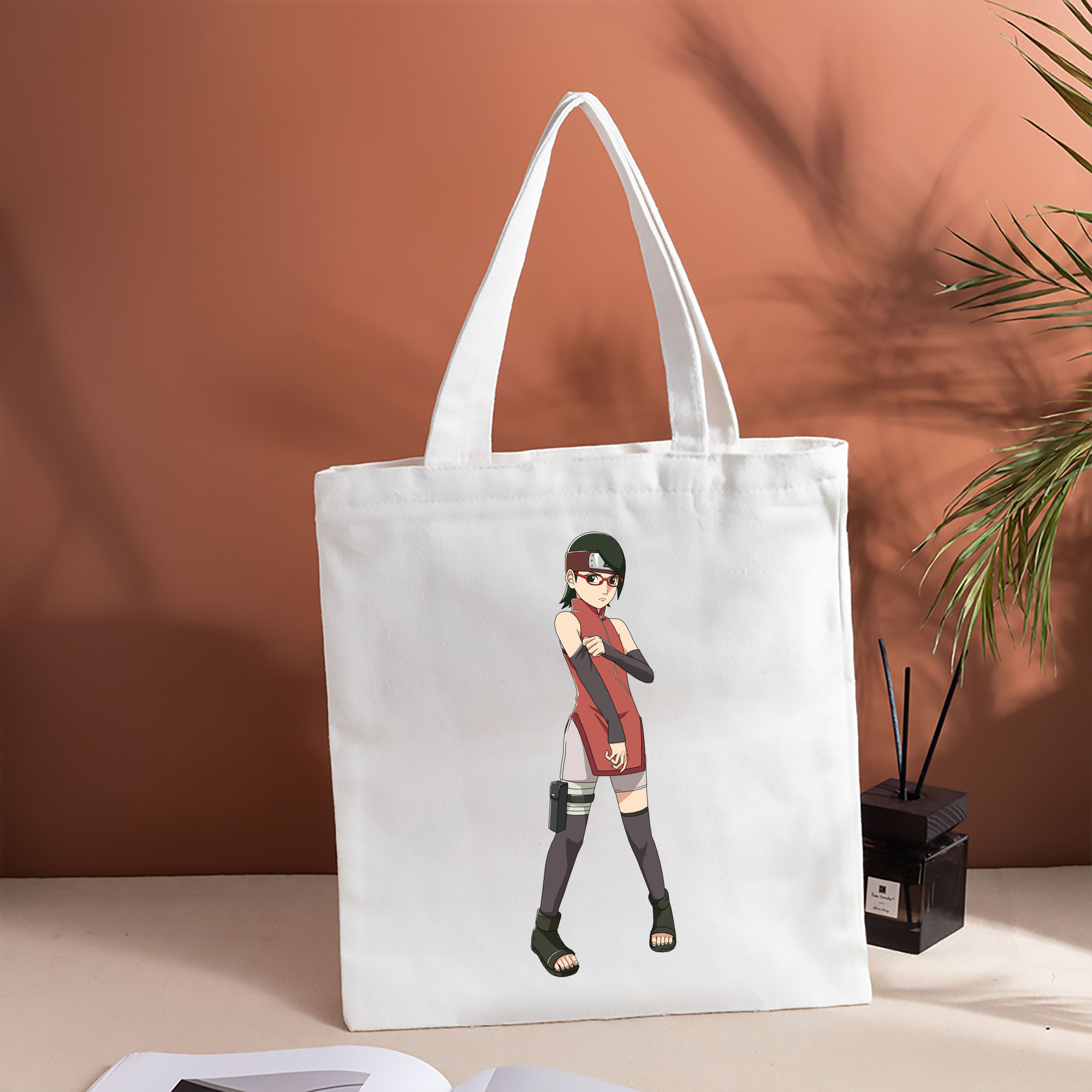NARUTO -ナルト- うちは サラダ Uchiha Sarada 縦型キャンバス生地手提げバッグ　トートバッグ