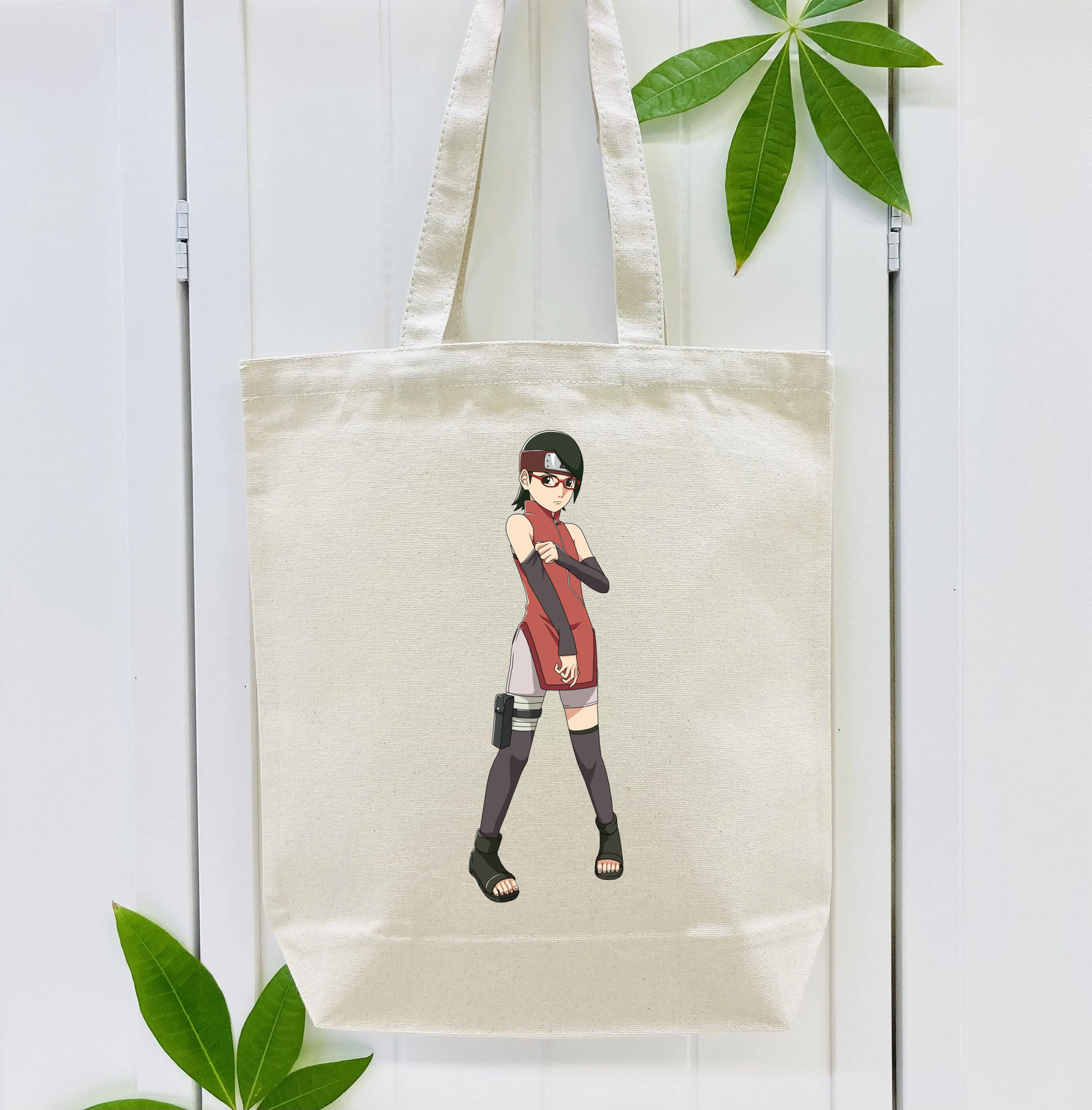 NARUTO -ナルト- うちは サラダ Uchiha Sarada 縦型キャンバス生地手提げバッグ　トートバッグ