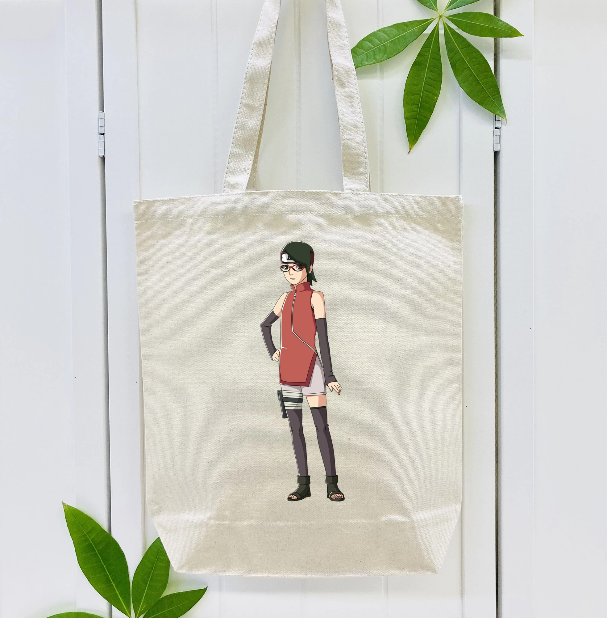 NARUTO -ナルト- うちは サラダ Uchiha Sarada 縦型キャンバス生地手提げバッグ　トートバッグ