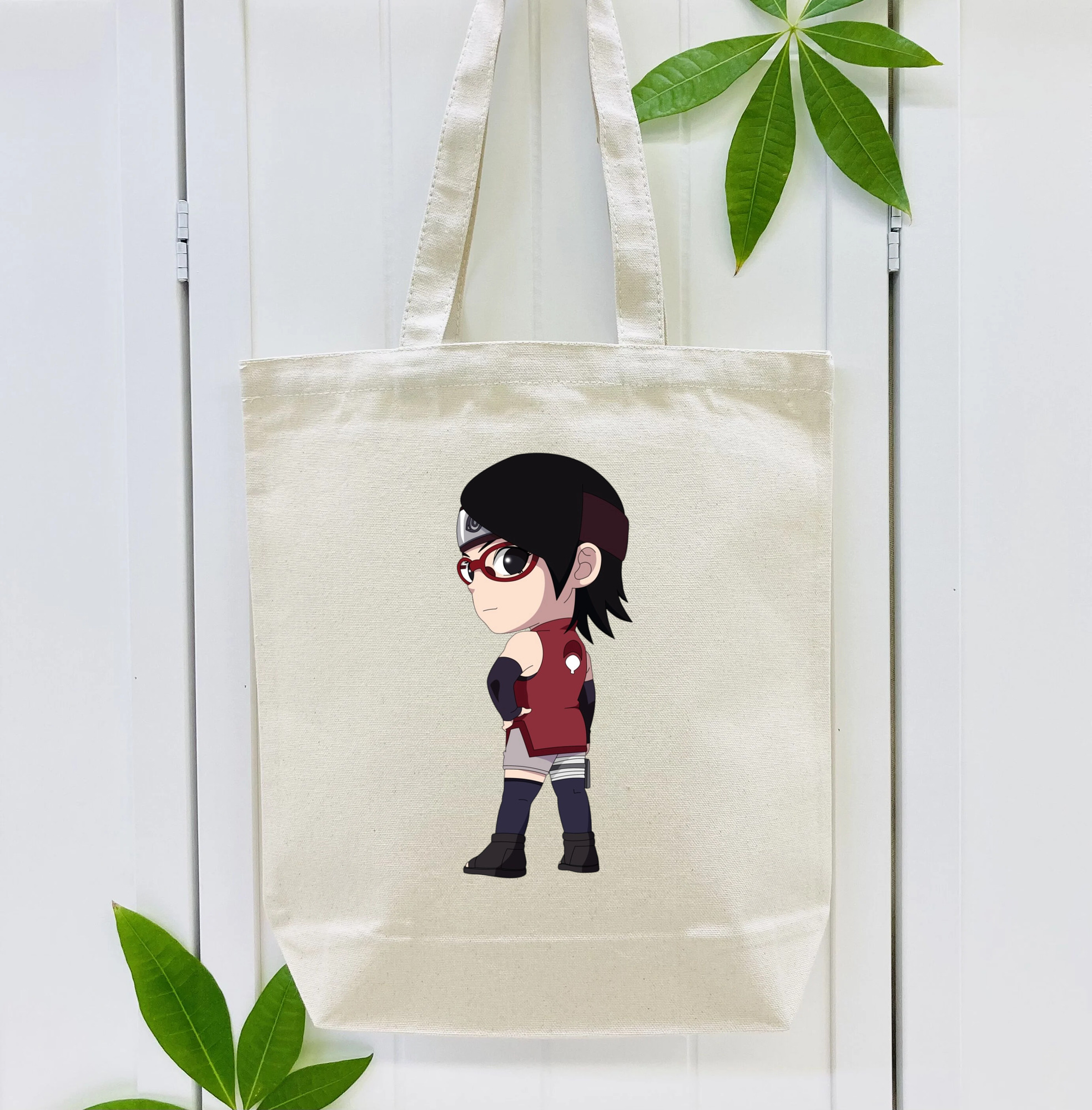 NARUTO -ナルト- うちは サラダ Uchiha Sarada 縦型キャンバス生地手提げバッグ　トートバッグ