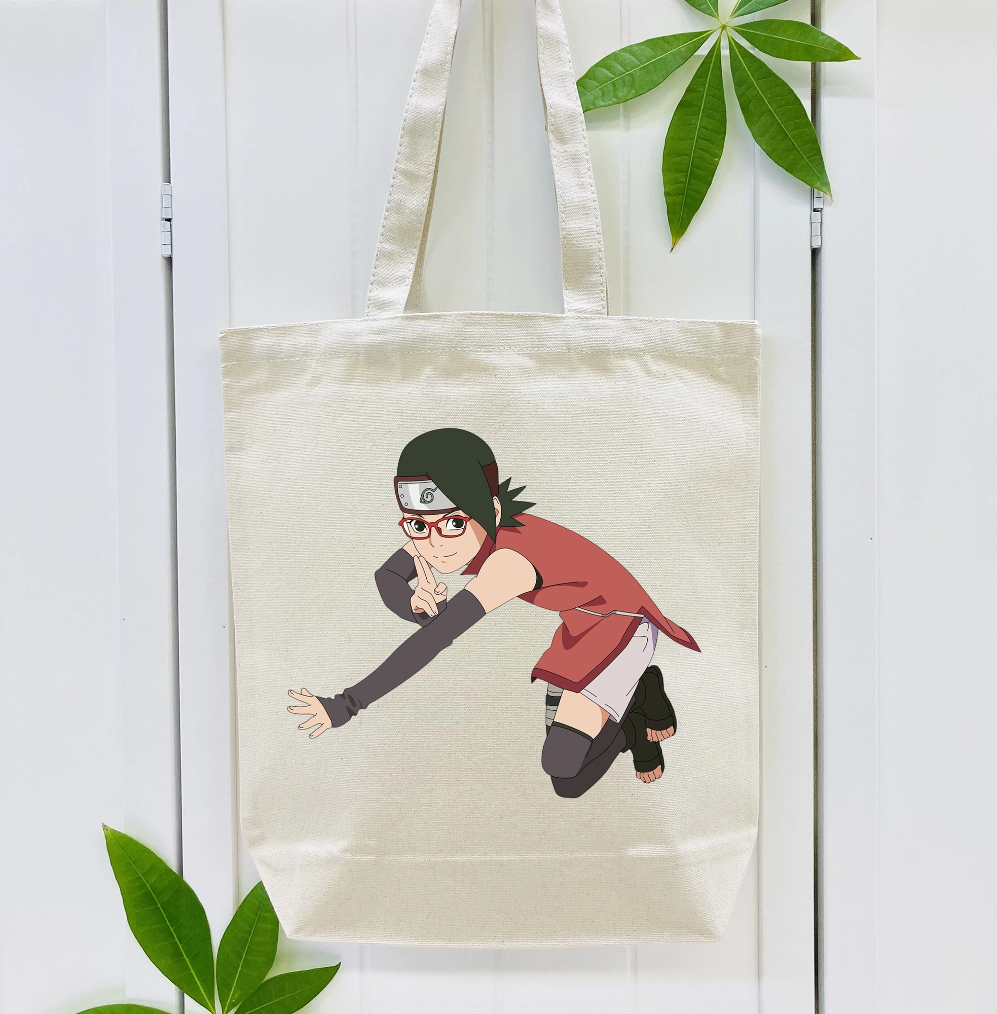 NARUTO -ナルト- うちは サラダ Uchiha Sarada 縦型キャンバス生地手提げバッグ　トートバッグ