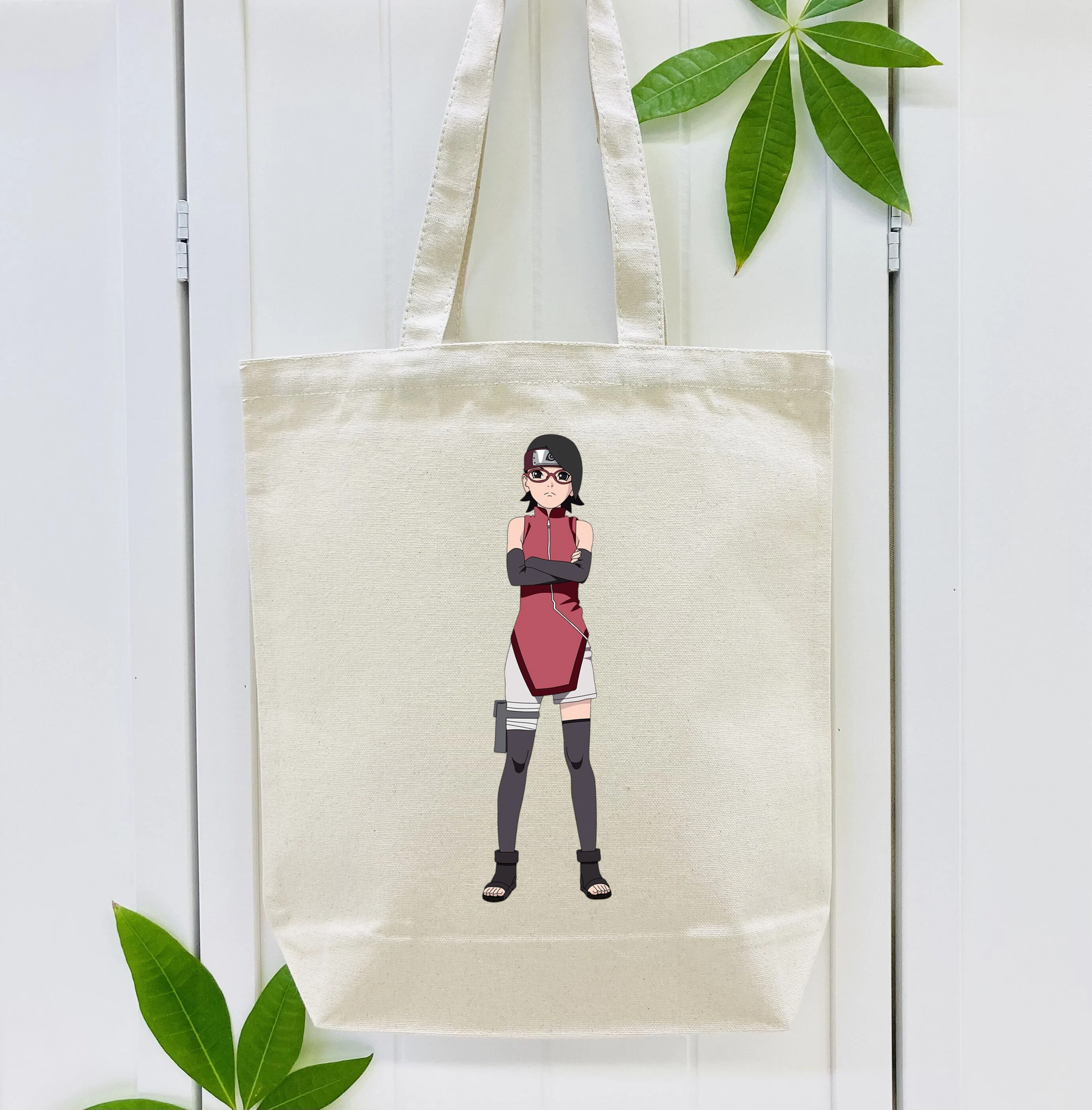 NARUTO -ナルト- うちは サラダ Uchiha Sarada 縦型キャンバス生地手提げバッグ　トートバッグ