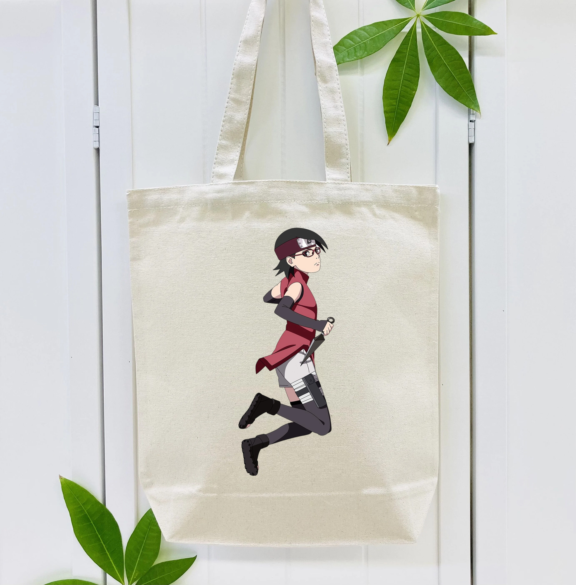 NARUTO -ナルト- うちは サラダ Uchiha Sarada 縦型キャンバス生地手提げバッグ　トートバッグ