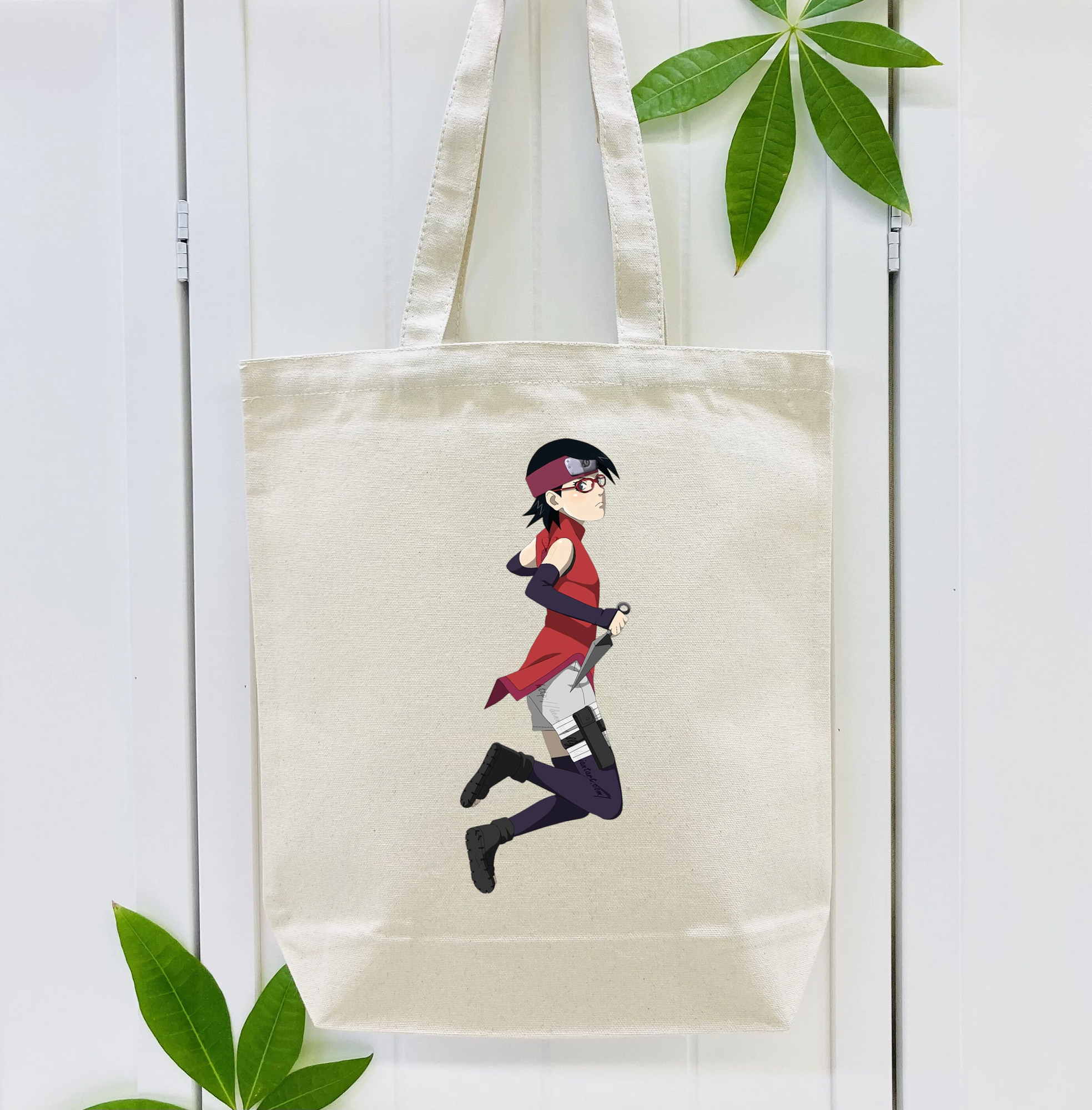 NARUTO -ナルト- うちは サラダ Uchiha Sarada 縦型キャンバス生地手提げバッグ　トートバッグ