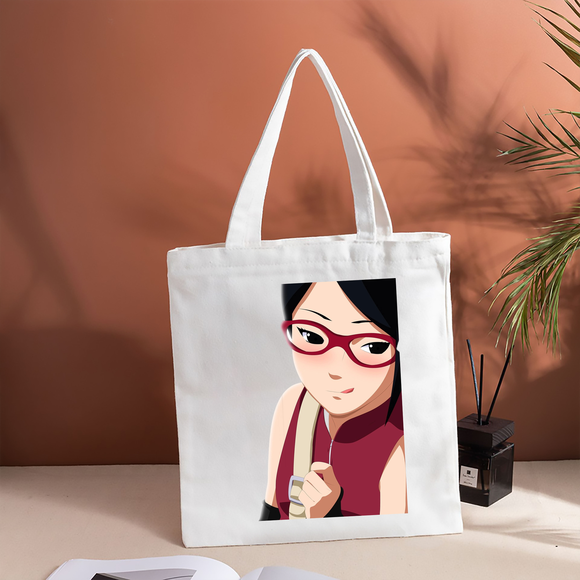 NARUTO -ナルト- うちは サラダ Uchiha Sarada 縦型キャンバス生地手提げバッグ　トートバッグ