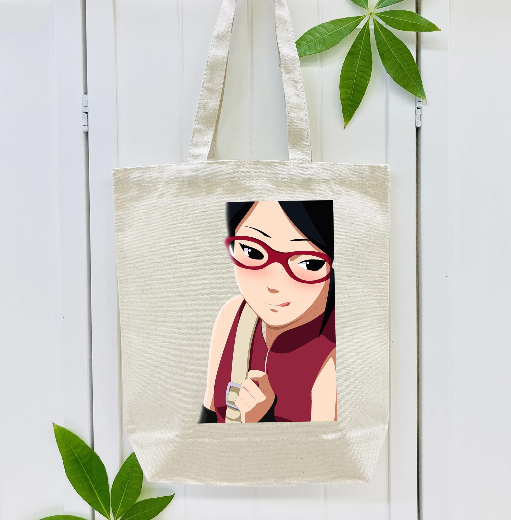 NARUTO -ナルト- うちは サラダ Uchiha Sarada 縦型キャンバス生地手提げバッグ　トートバッグ