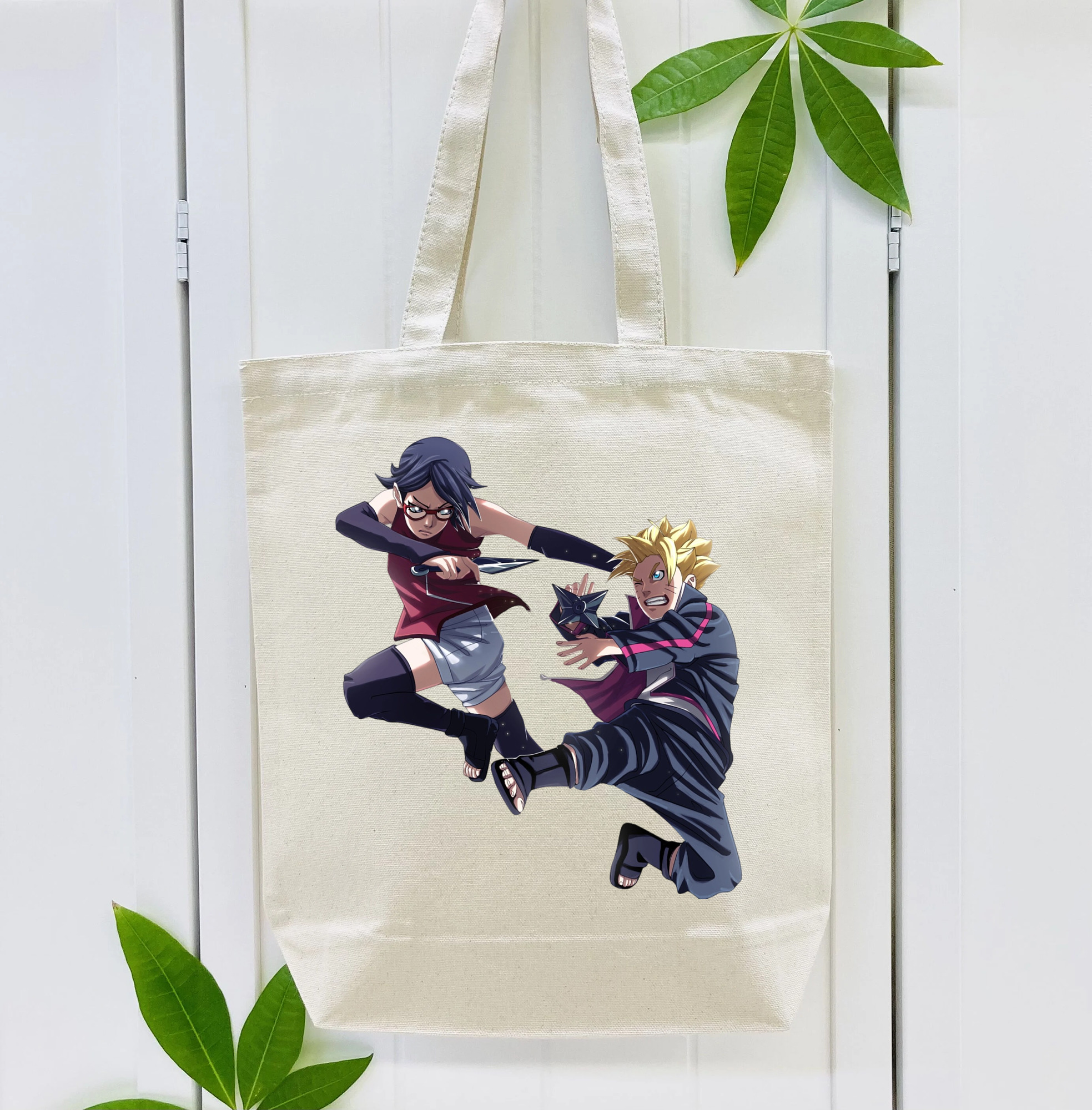 NARUTO -ナルト- うちは サラダ Uchiha Sarada 縦型キャンバス生地手提げバッグ　トートバッグ
