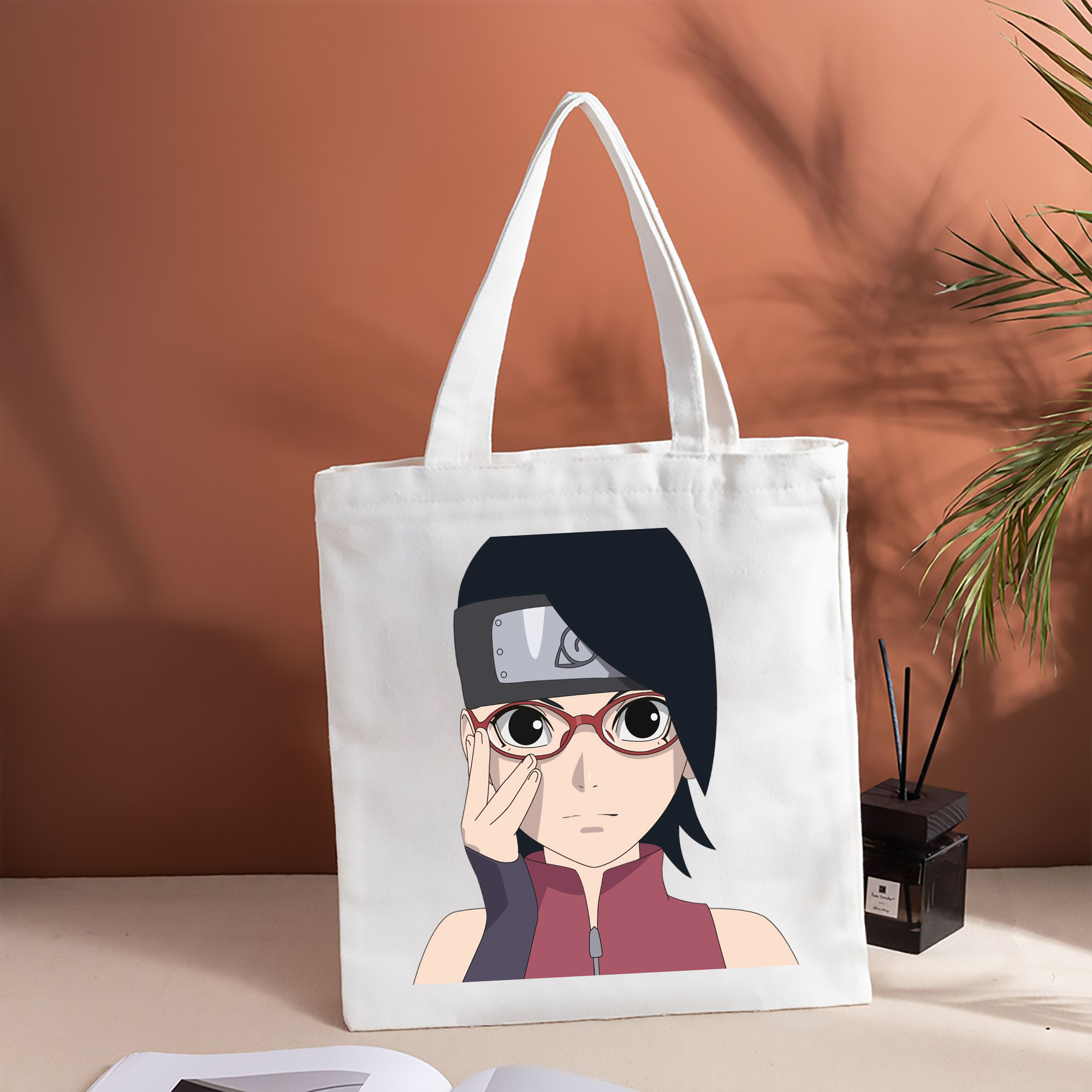 NARUTO -ナルト- うちは サラダ Uchiha Sarada 縦型キャンバス生地手提げバッグ　トートバッグ