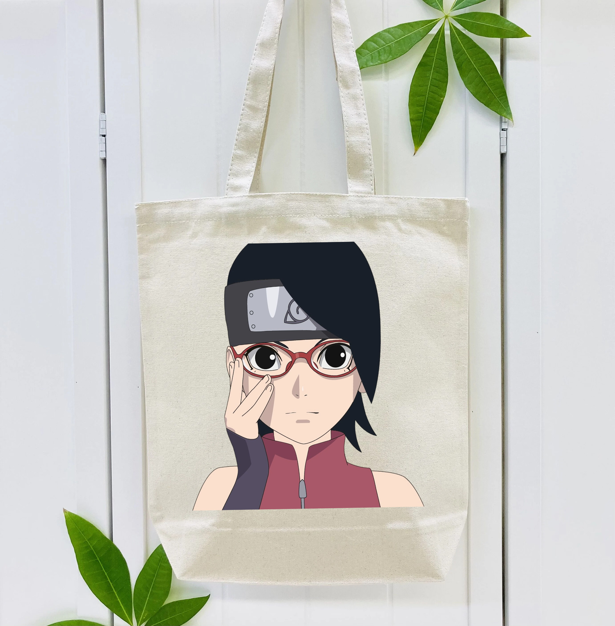 NARUTO -ナルト- うちは サラダ Uchiha Sarada 縦型キャンバス生地手提げバッグ　トートバッグ