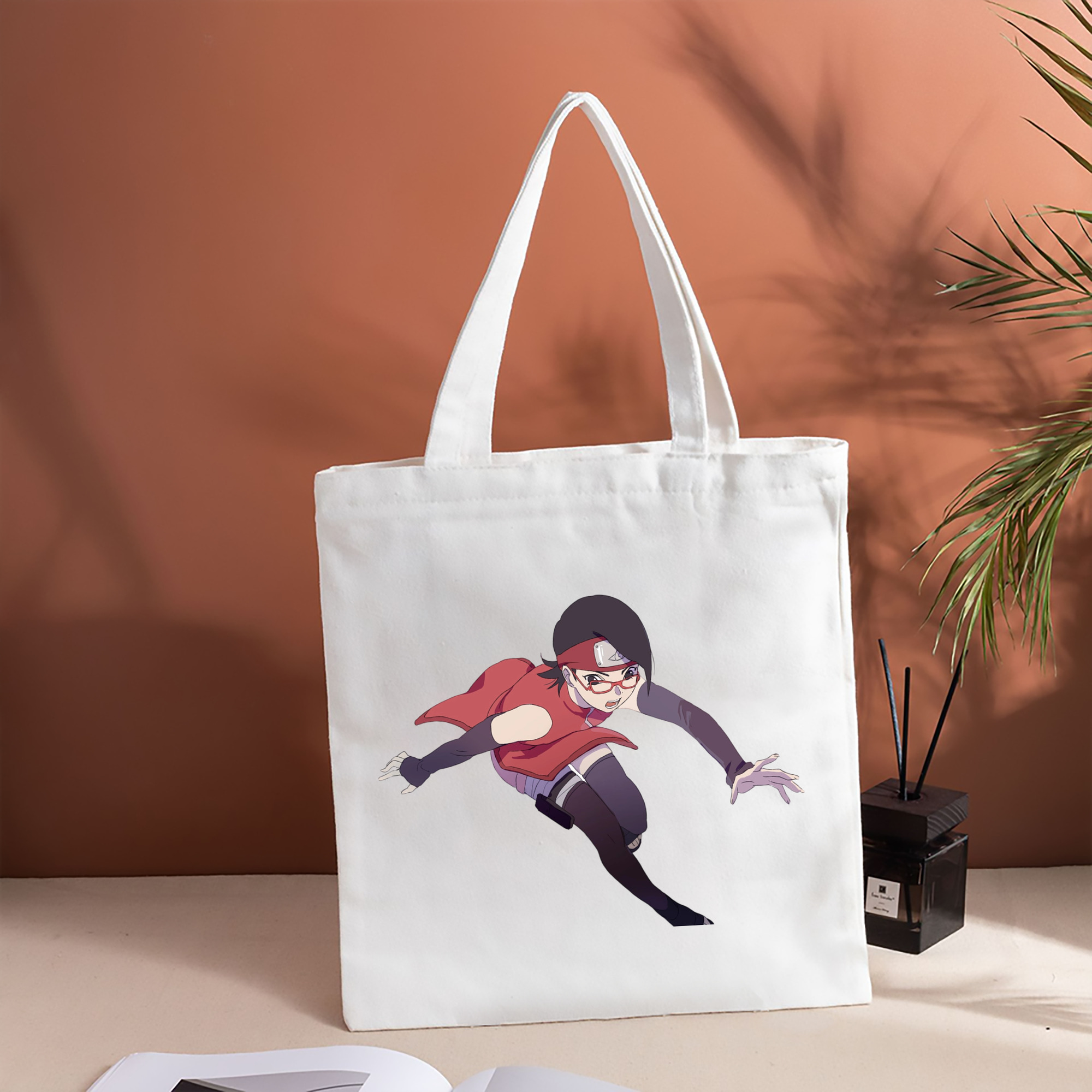 NARUTO -ナルト- うちは サラダ Uchiha Sarada 縦型キャンバス生地手提げバッグ　トートバッグ