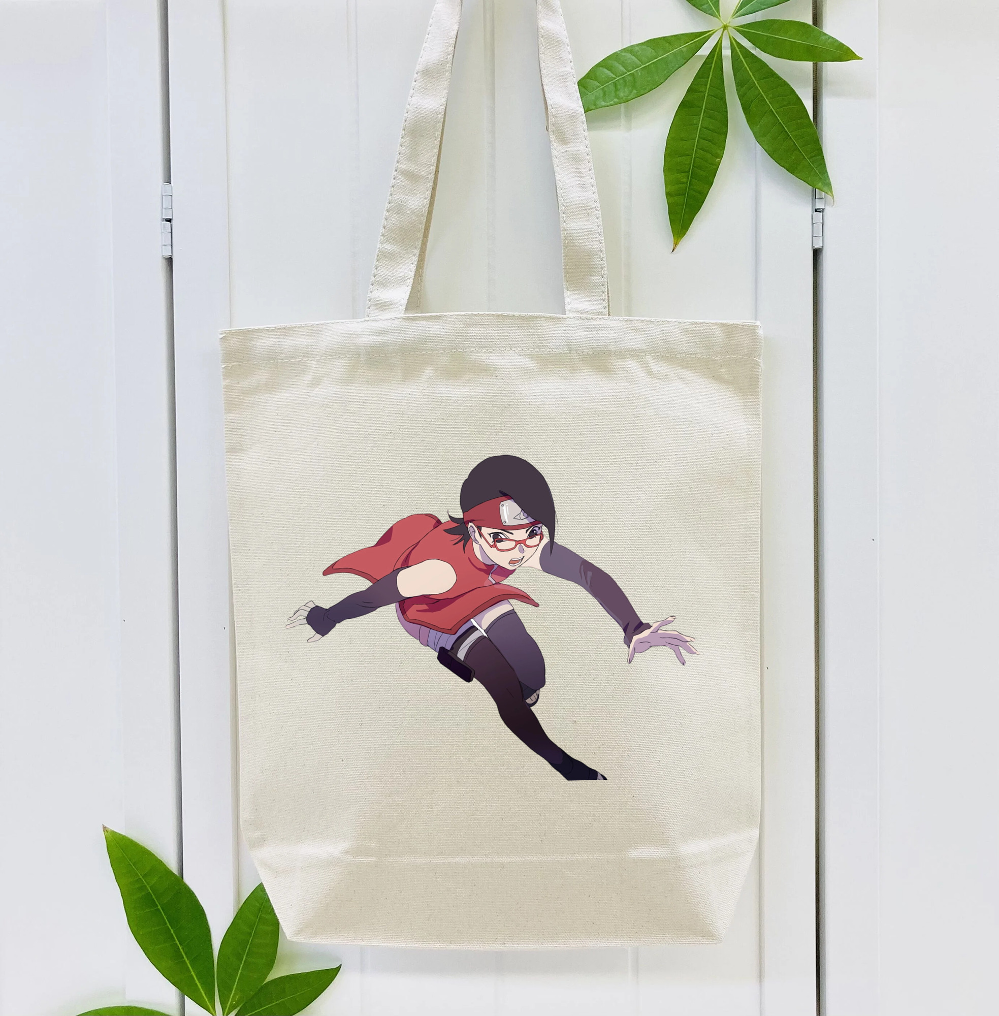 NARUTO -ナルト- うちは サラダ Uchiha Sarada 縦型キャンバス生地手提げバッグ　トートバッグ