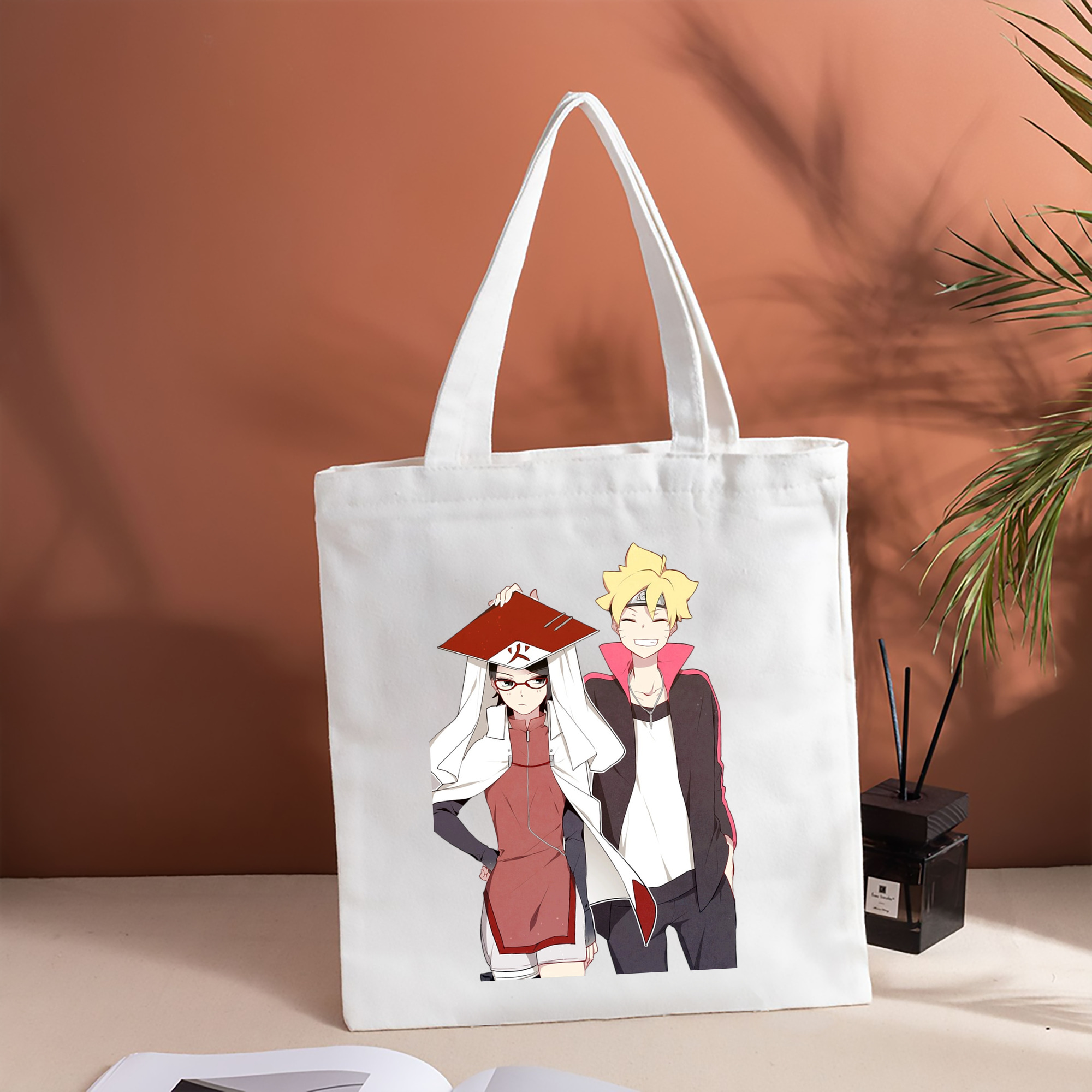 NARUTO -ナルト- うちは サラダ Uchiha Sarada 縦型キャンバス生地手提げバッグ　トートバッグ