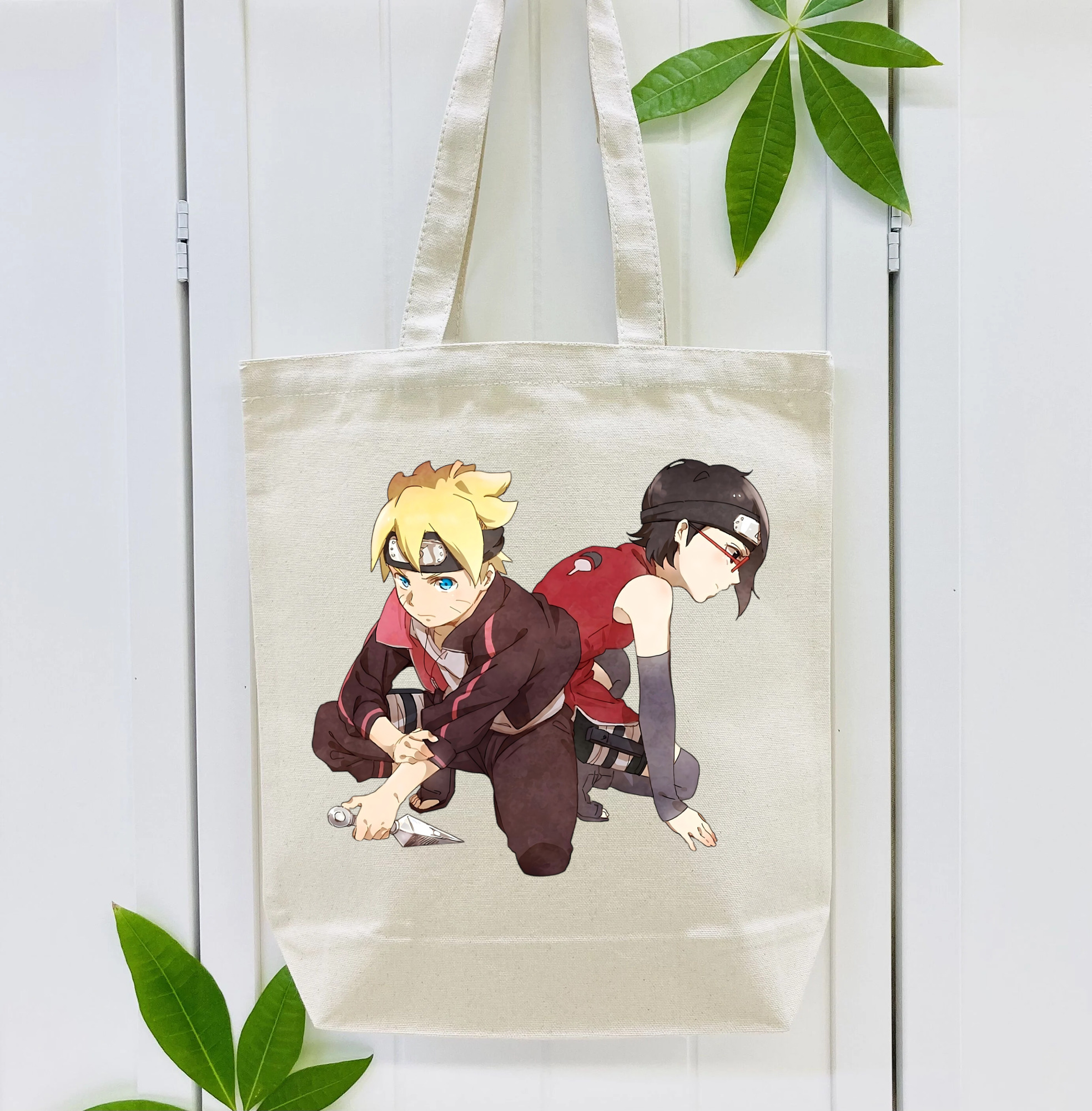 NARUTO -ナルト- うちは サラダ Uchiha Sarada 縦型キャンバス生地手提げバッグ　トートバッグ