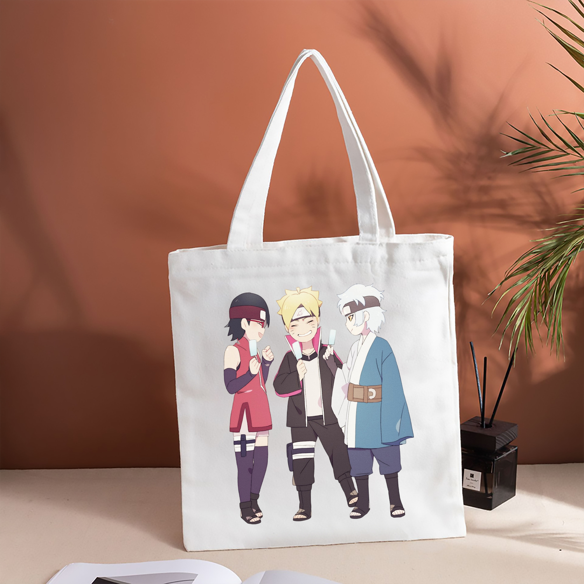 NARUTO -ナルト- うちは サラダ Uchiha Sarada 縦型キャンバス生地手提げバッグ　トートバッグ