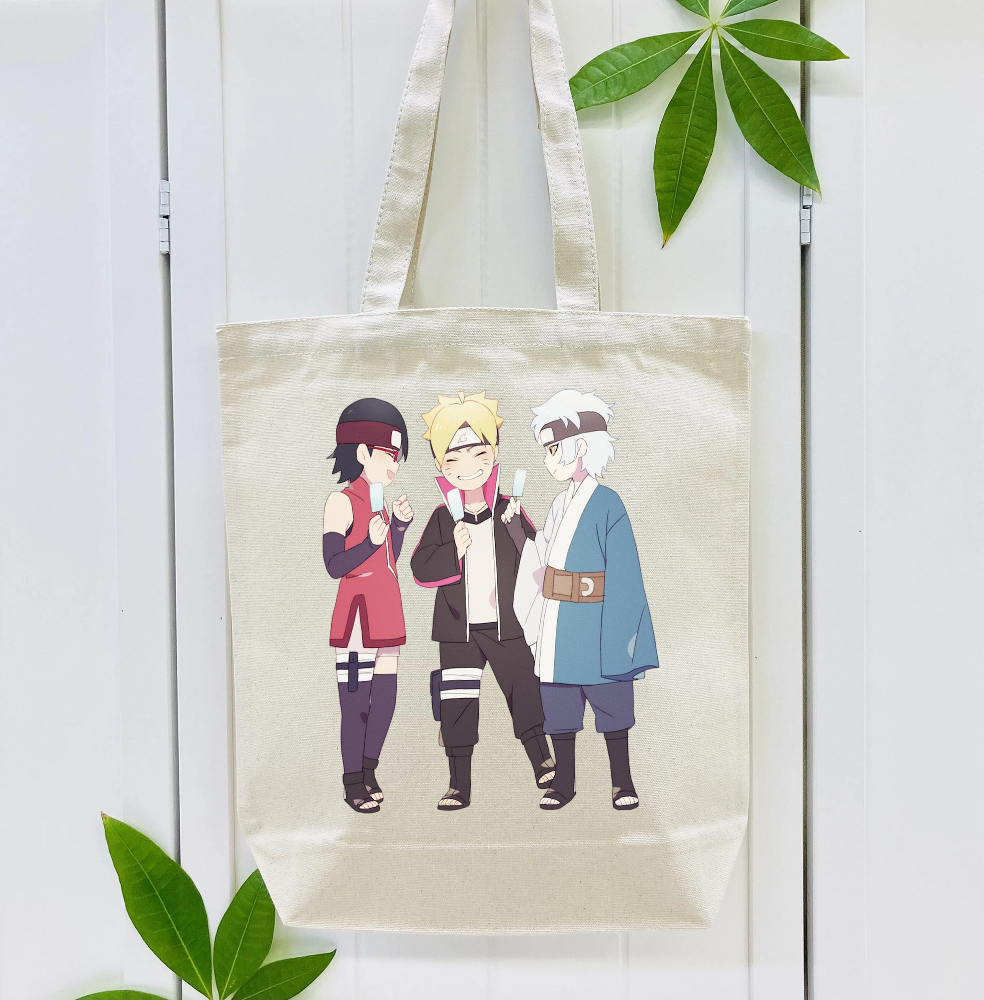 NARUTO -ナルト- うちは サラダ Uchiha Sarada 縦型キャンバス生地手提げバッグ　トートバッグ