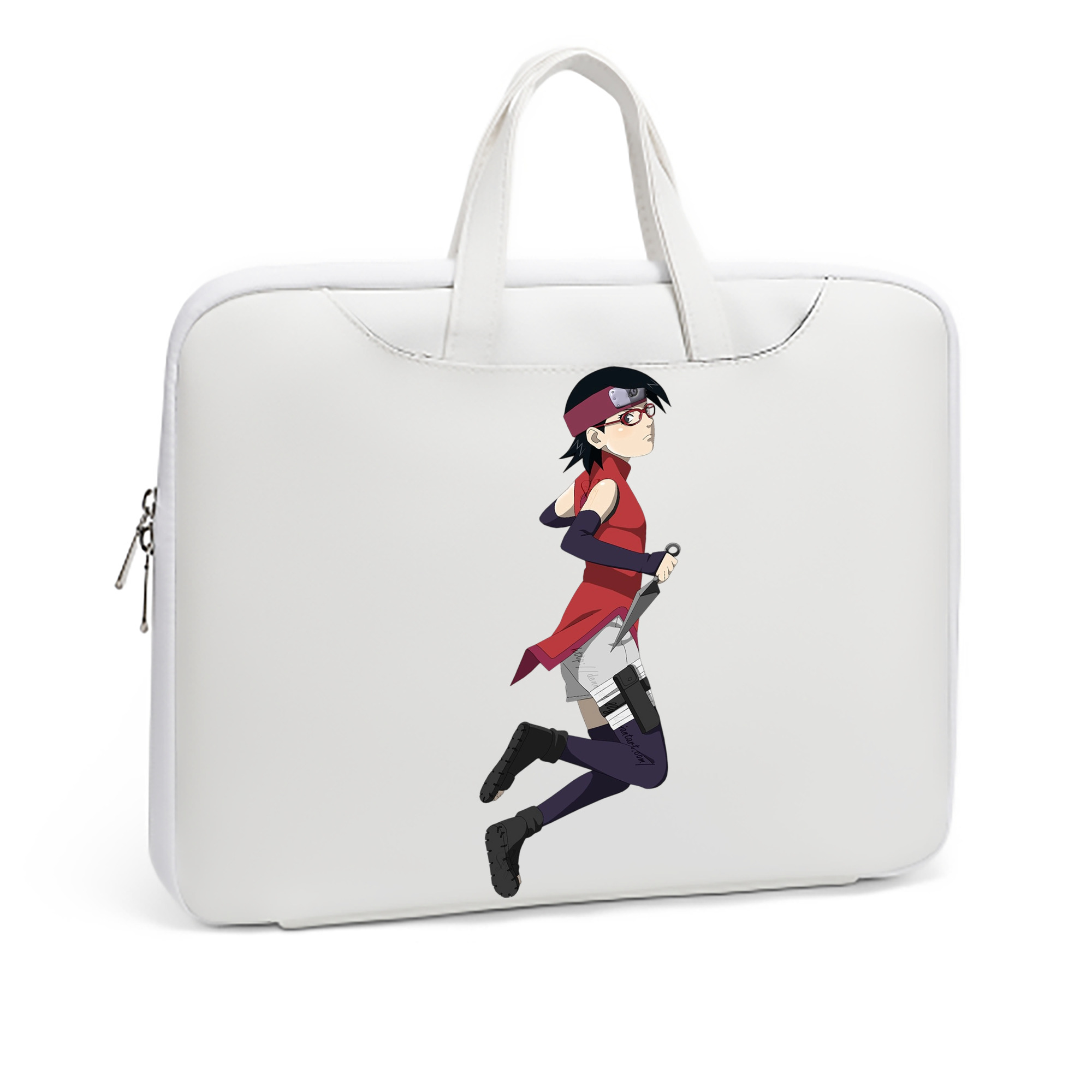（画像用） NARUTO -ナルト- うちは サラダ Uchiha Sarada レザーラップトップバッグ　ノートパソコンケース