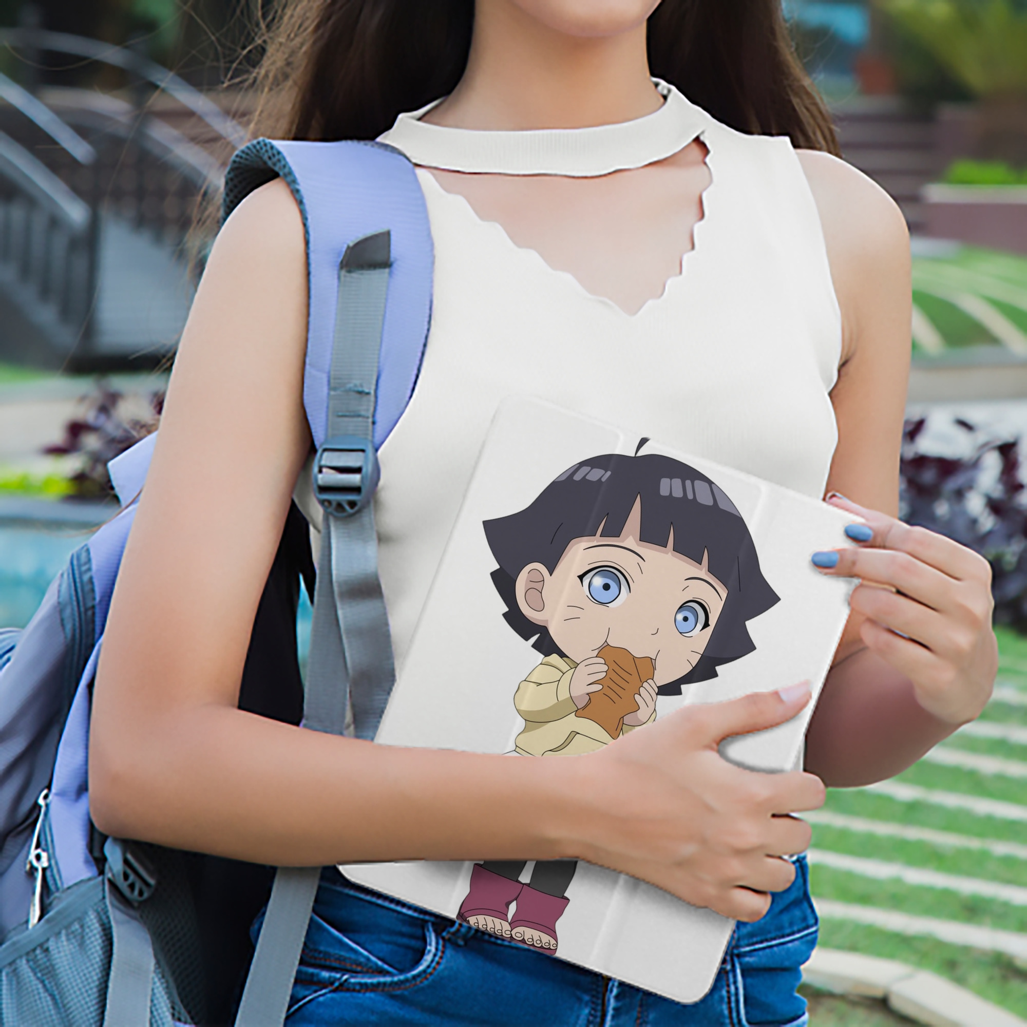 NARUTO -ナルト- うずまき ヒマワリ Uzumaki Himawari IPad ケース ペン収納付き 三つ折りスタンド PUレザー×シリコン 対応機種9.5/10.5/10.9インチ