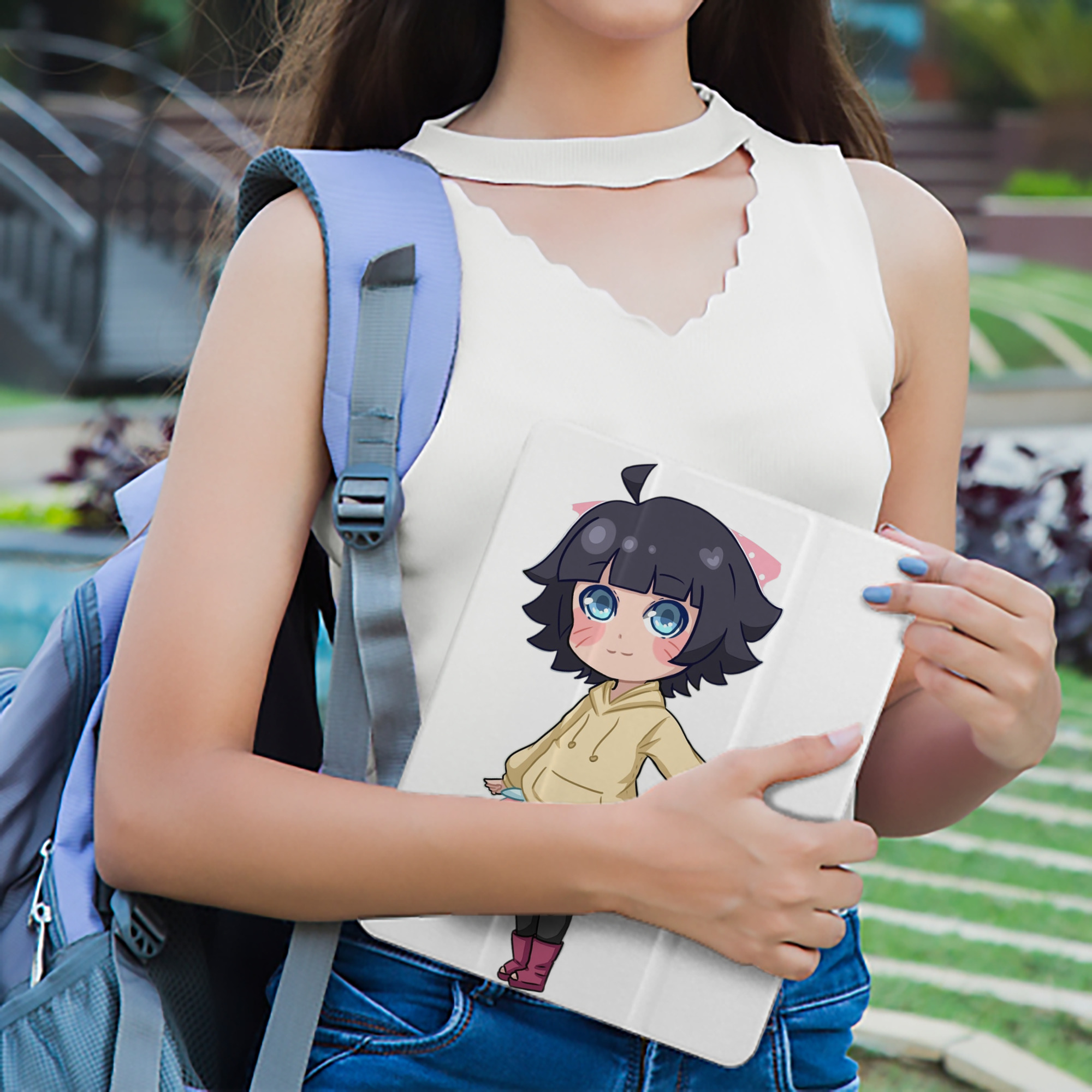NARUTO -ナルト- うずまき ヒマワリ Uzumaki Himawari IPad ケース ペン収納付き 三つ折りスタンド PUレザー×シリコン 対応機種9.5/10.5/10.9インチ