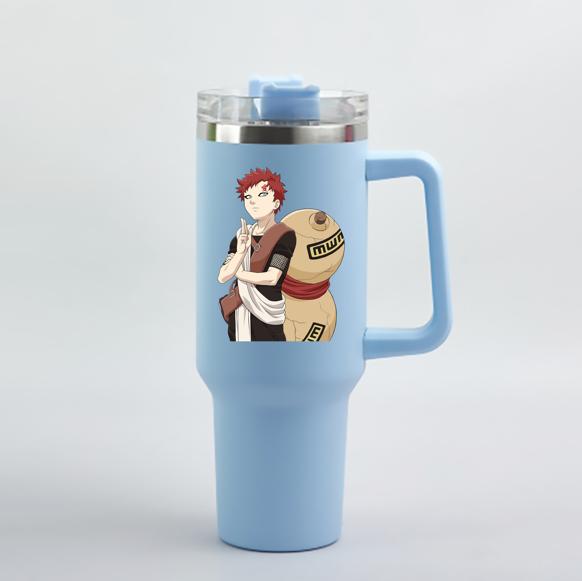 （画像用） NARUTO -ナルト- ガアラ Gaara 1200mL車用タンブラー - クリスタルステッカー（プラスチックストロー付き）