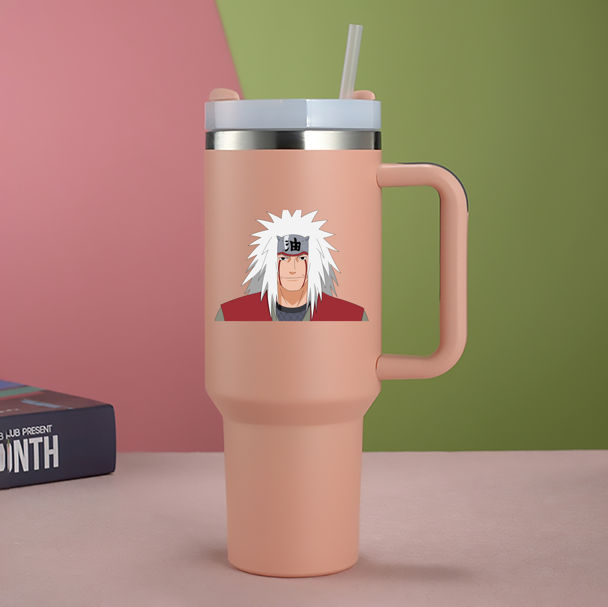 （画像用） NARUTO -ナルト- 自来也（じらいや） Jiraiya 1200mL車用タンブラー - クリスタルステッカー（プラスチックストロー付き）