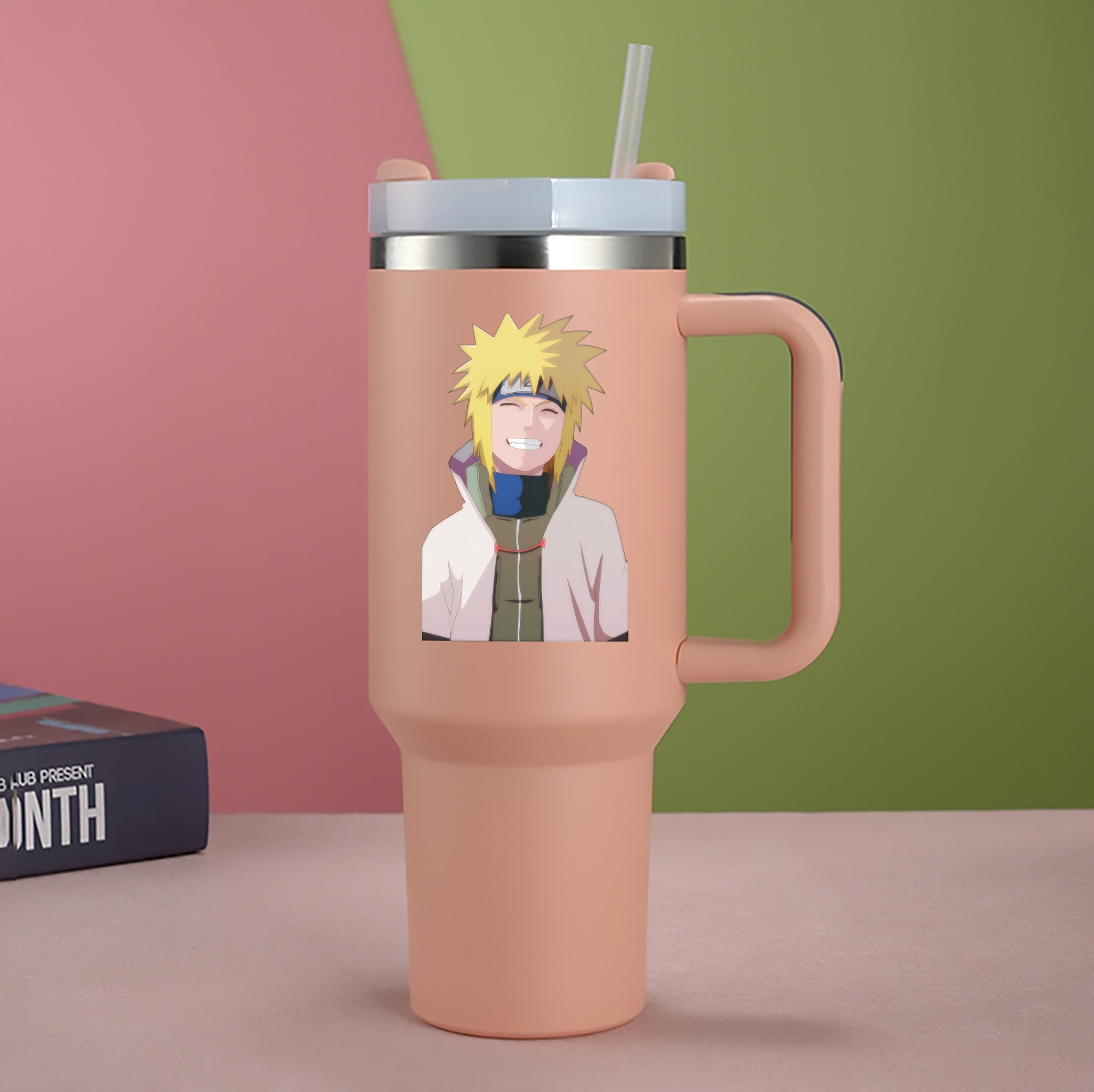 （画像用） NARUTO -ナルト- 波風 ミナト Namikaze Minato 1200mL車用タンブラー - クリスタルステッカー（プラスチックストロー付き）