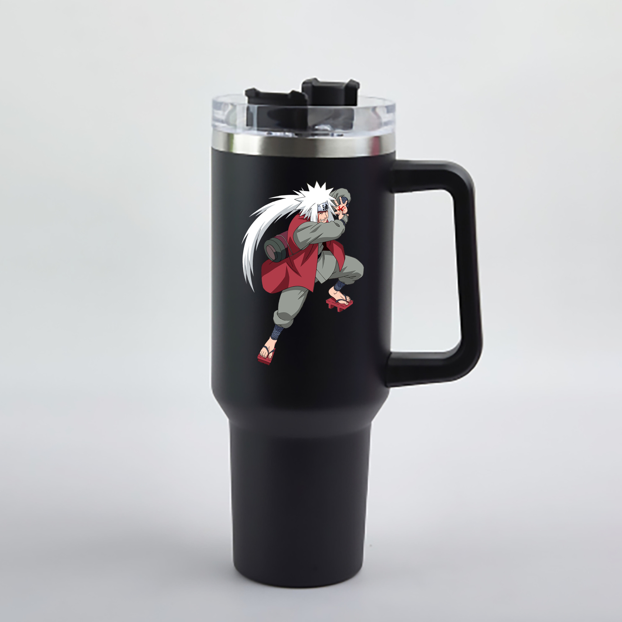 （画像用） NARUTO -ナルト- 自来也（じらいや） Jiraiya 1200mL車用タンブラー - クリスタルステッカー（プラスチックストロー付き）