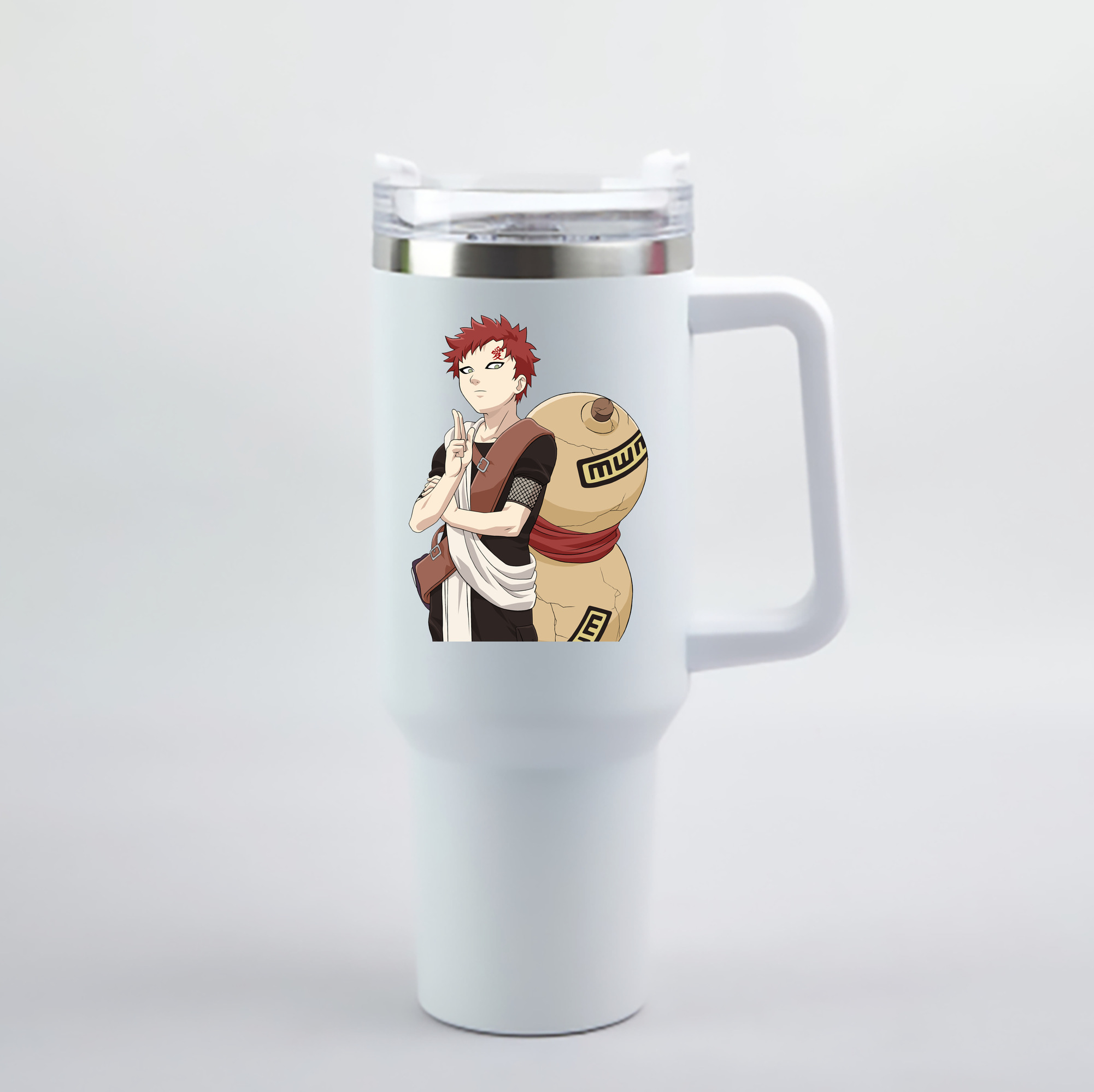 （画像用） NARUTO -ナルト- ガアラ Gaara 1200mL車用タンブラー - クリスタルステッカー（プラスチックストロー付き）