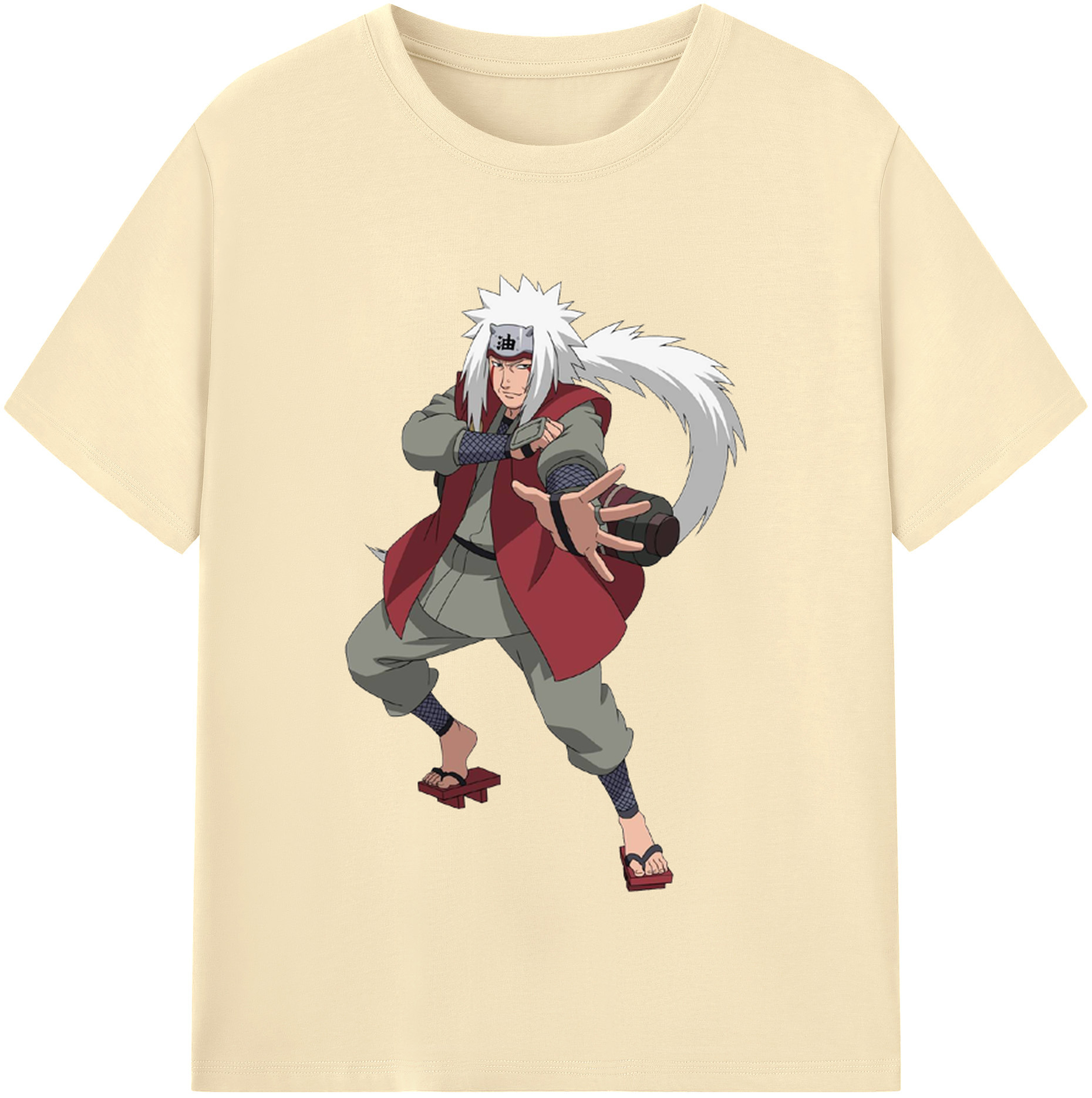 （画像用） NARUTO -ナルト- 自来也（じらいや） Jiraiya 綿100％半袖Tシャツ（フロントプリント）